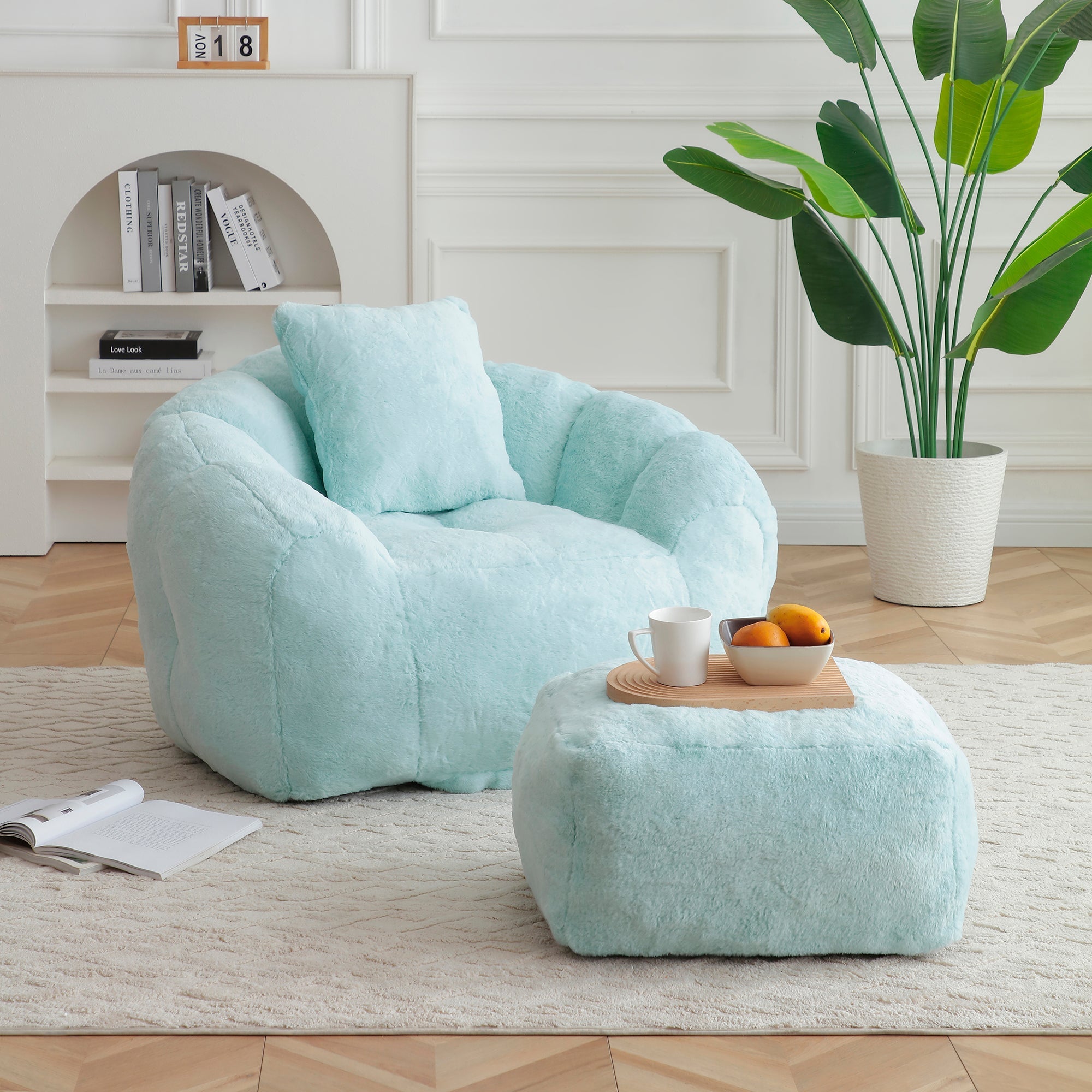 Giant Bean Bag Chair with Footstool