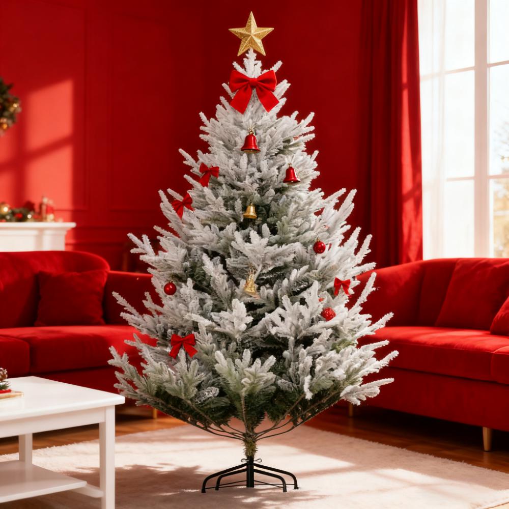 Flocked Hinged Christmas Tree