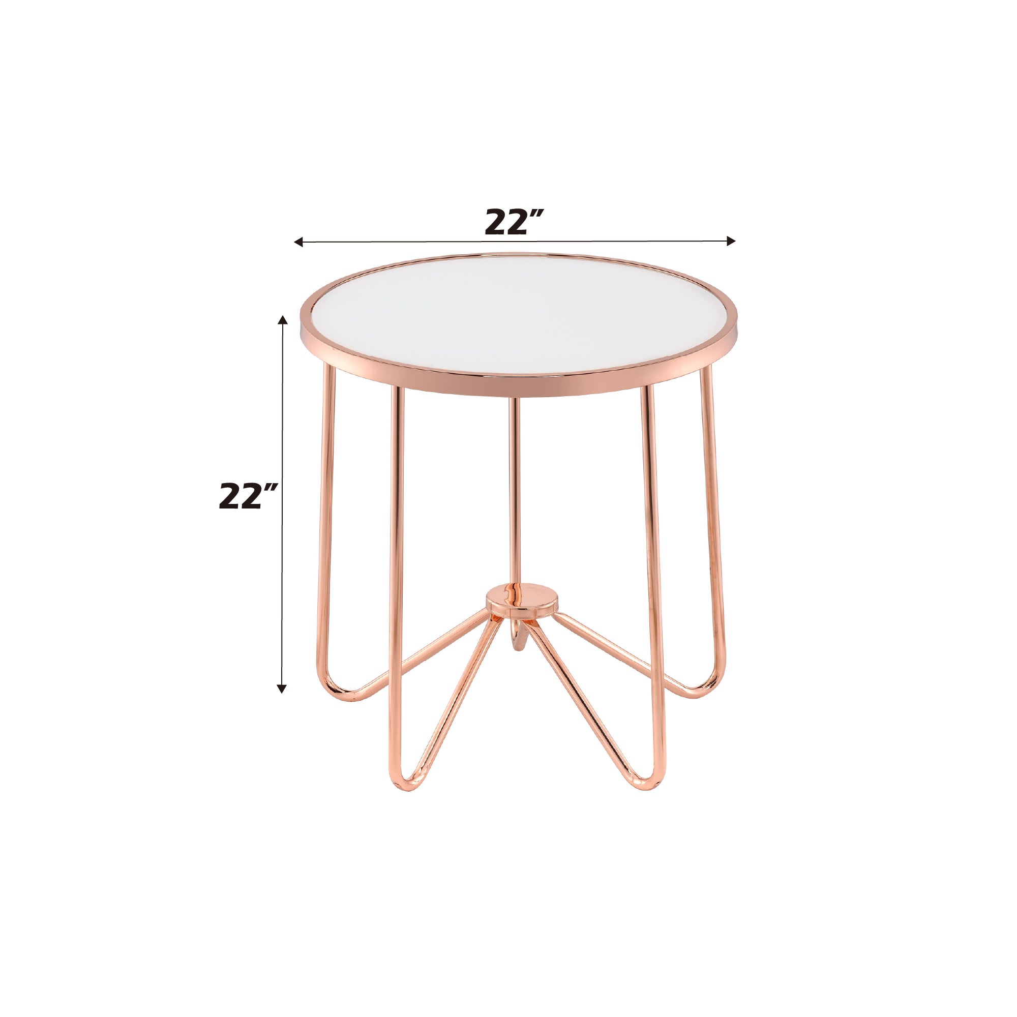 Alivia Frosted Glass & Rose Gold Round Table