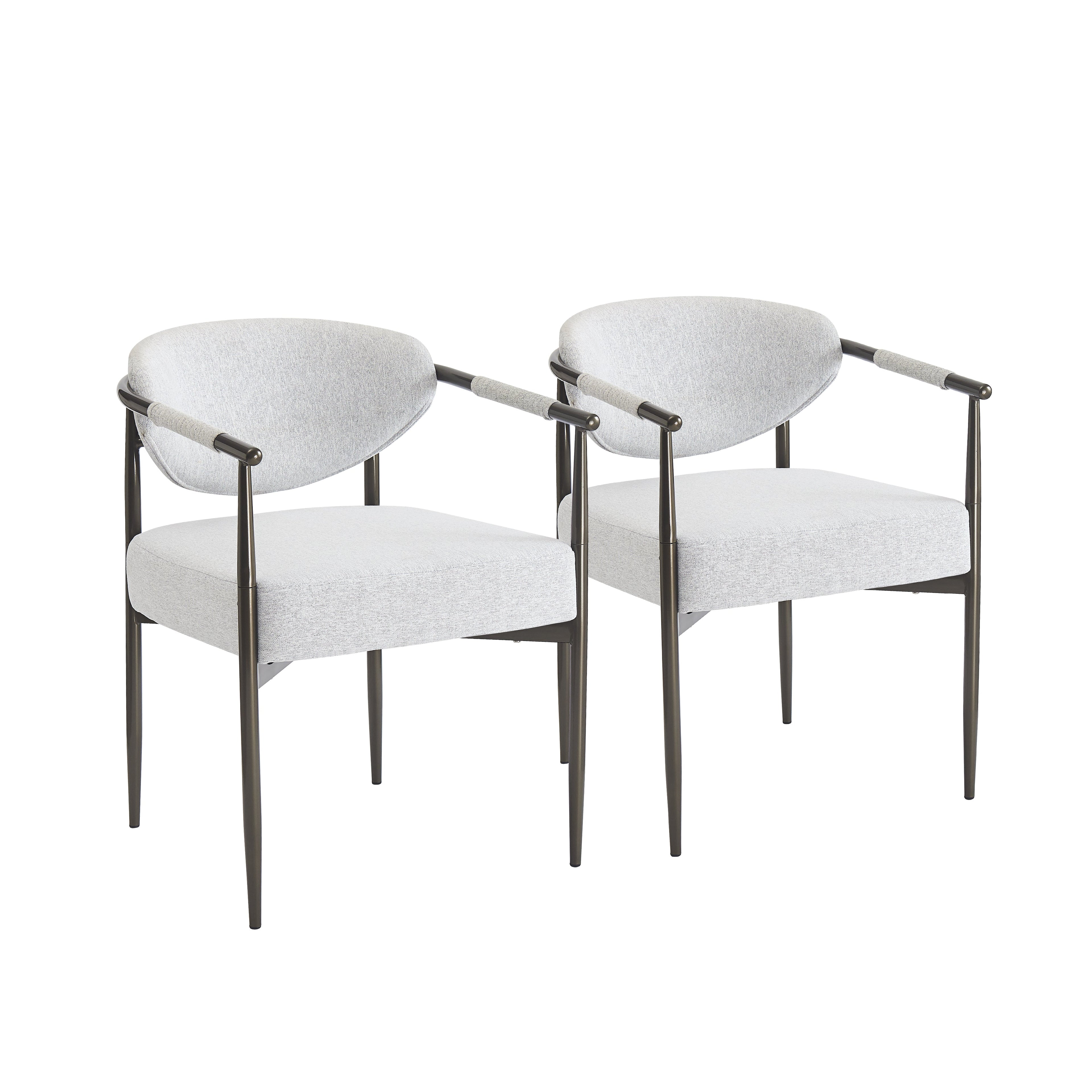 Modern Dining Chairs Set of 2 with Bronze Iron Frame