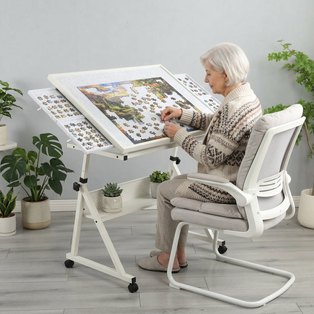 1500 Pieces Jigsaw Puzzle Metal Table Board with 4 Trays
