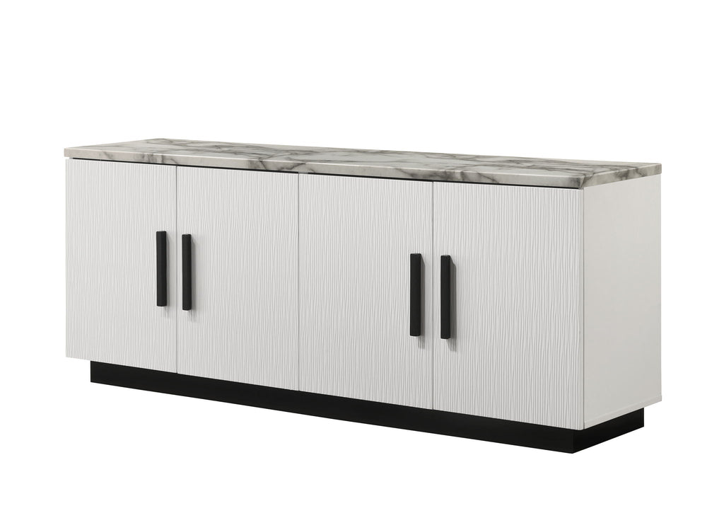 Matilda Cabinet Console Table with White Faux Marble Top