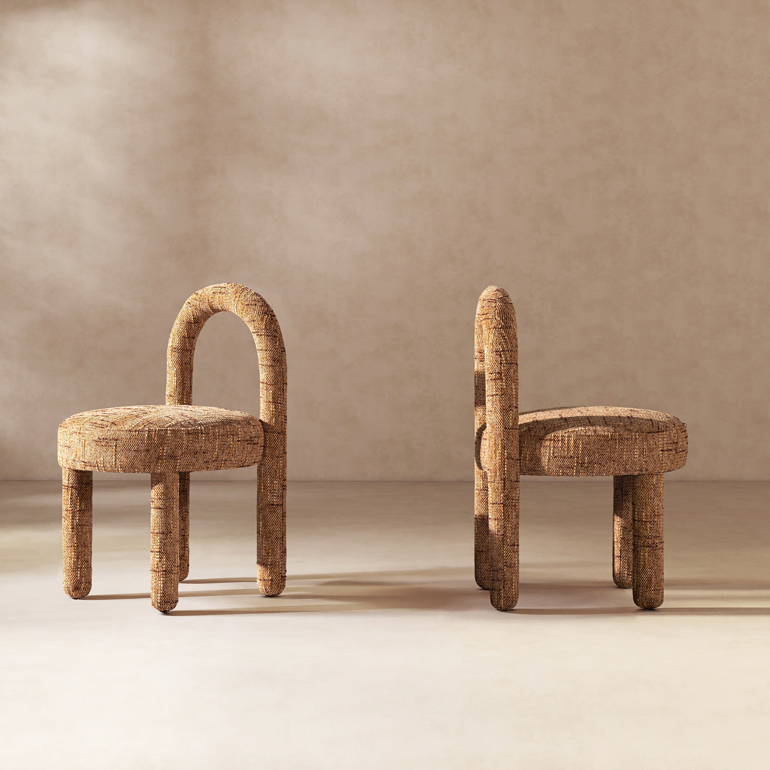 Penny Round Arched Upholstered Dining Side Chair, Set of 2, Golden
