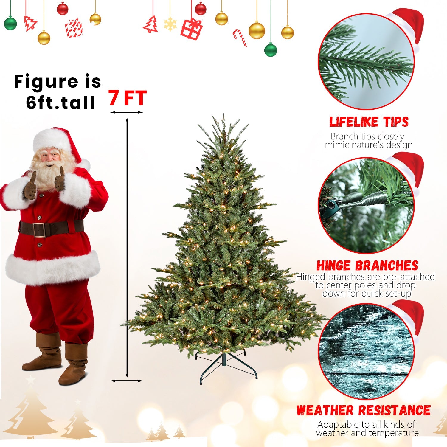 7.5FT Full-Shape Christmas Tree with 850 UL Lights