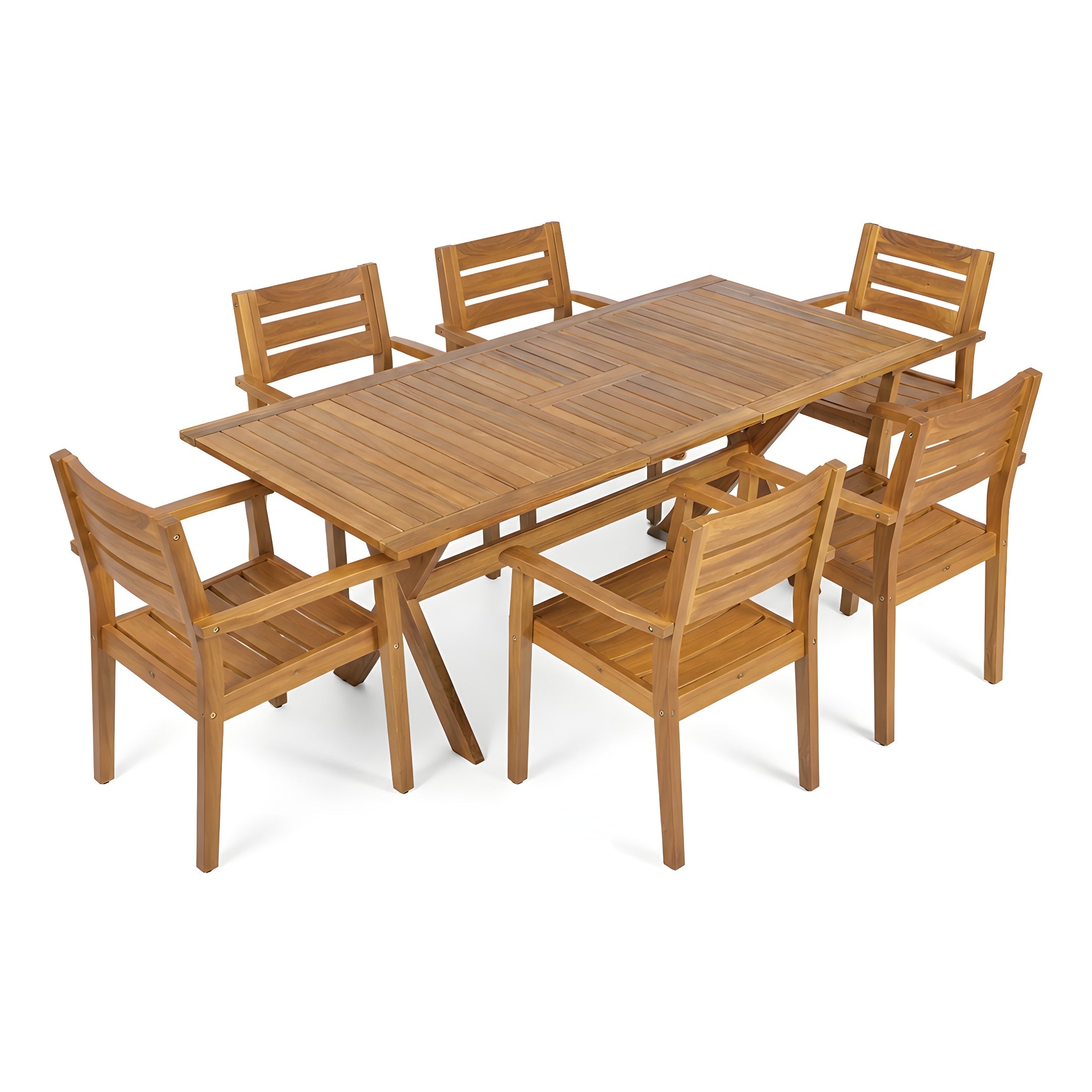 7 Pieces Acacia Wood Outdoor Dining Set
