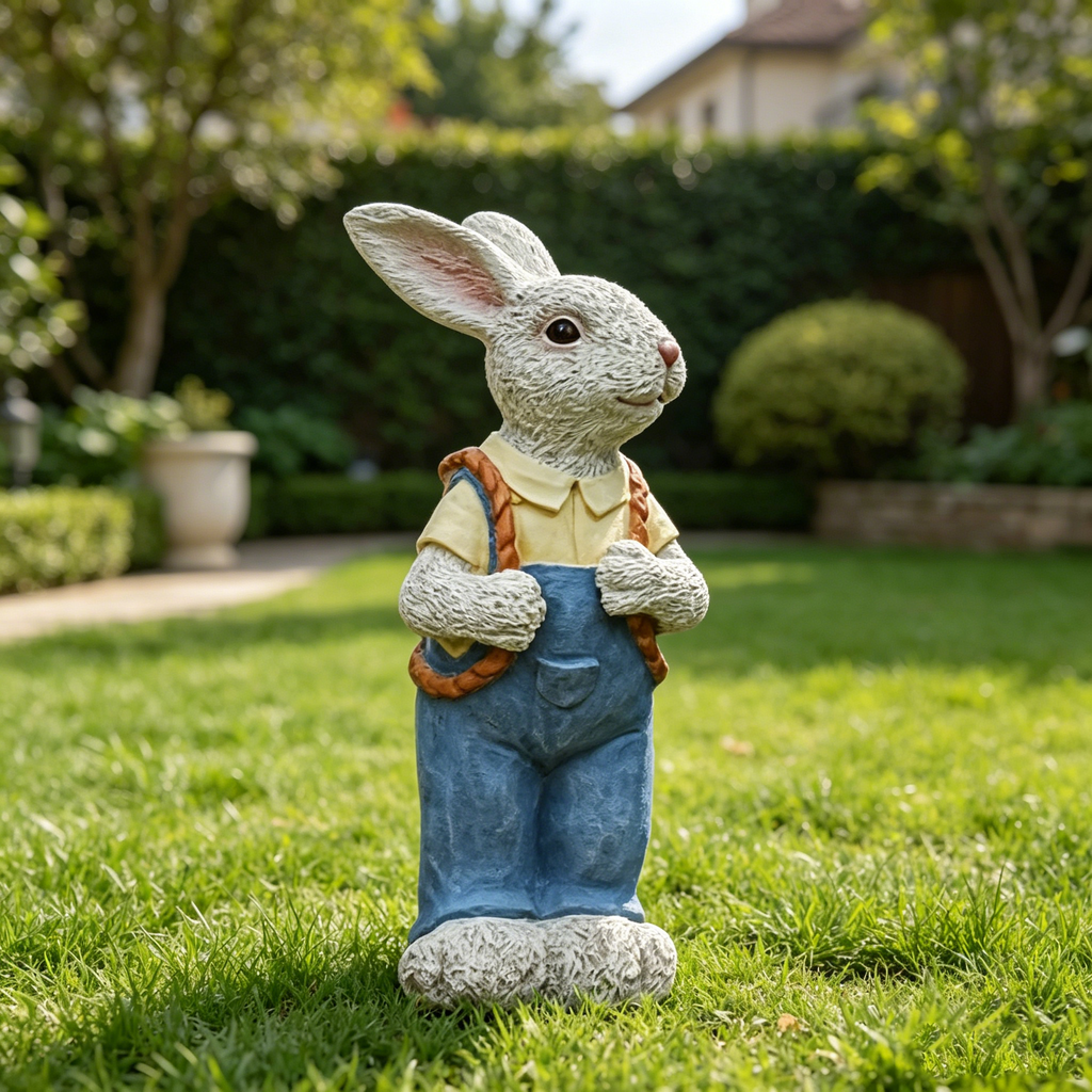 Simulated Couple Rabbit Statue Flower Pot Ornament