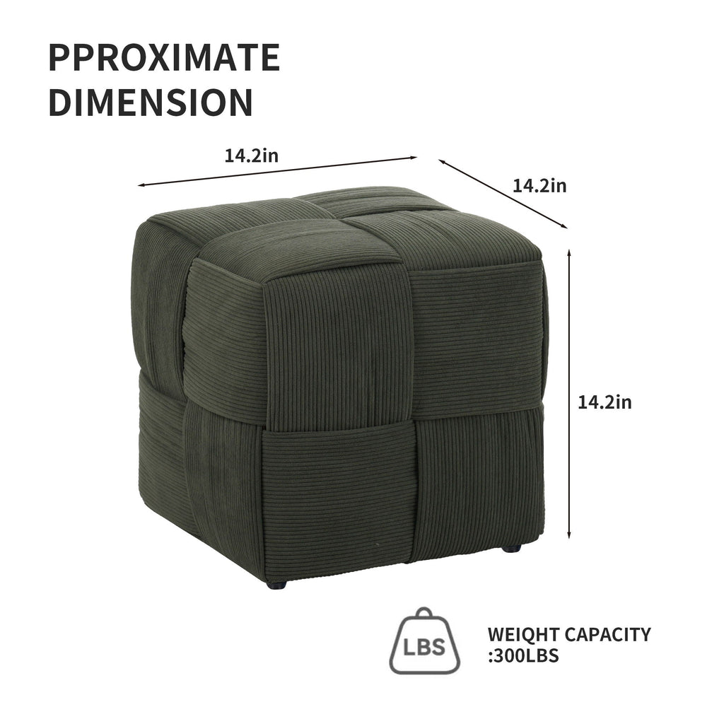 Square Ottoman Foot Rest With Woven Design