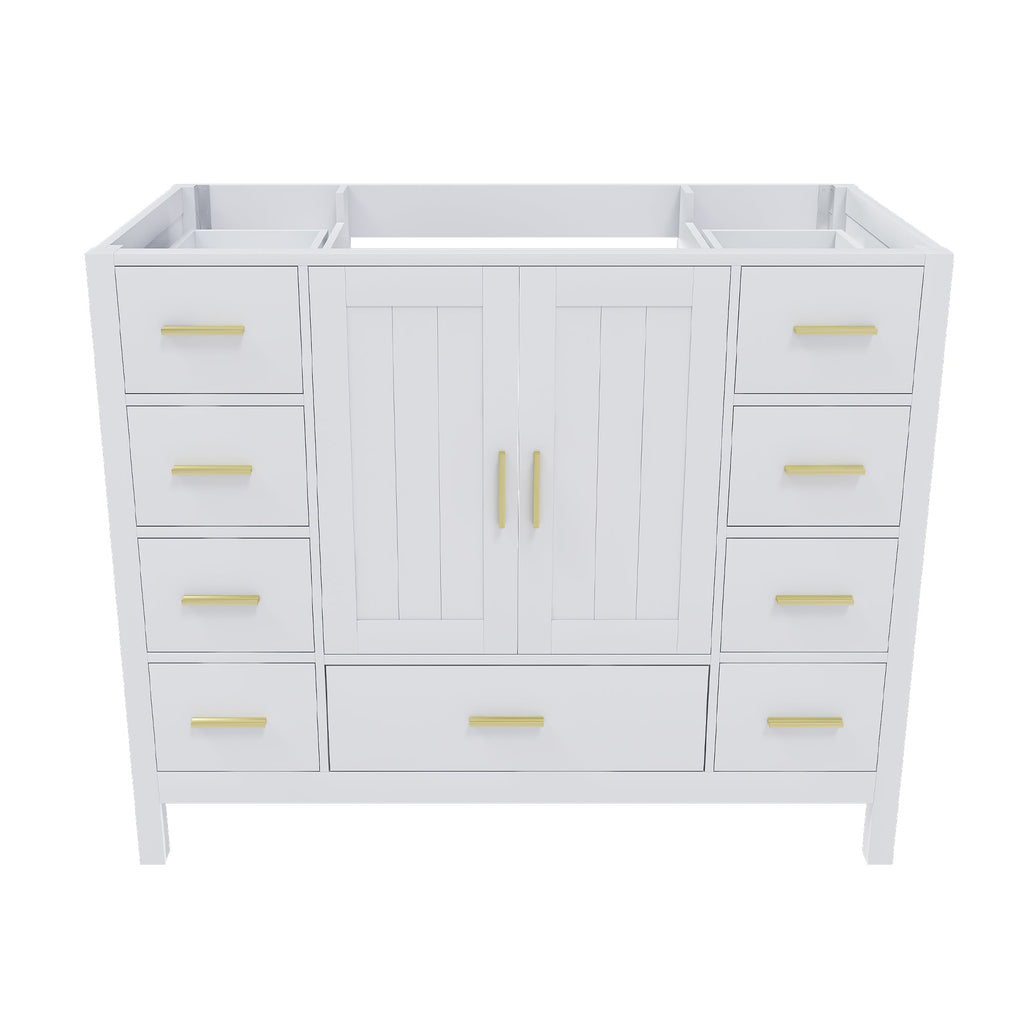 42" Bathroom Vanity Base Cabinet with 2 Soft-Close Double Doors & 9 Smooth Drawers