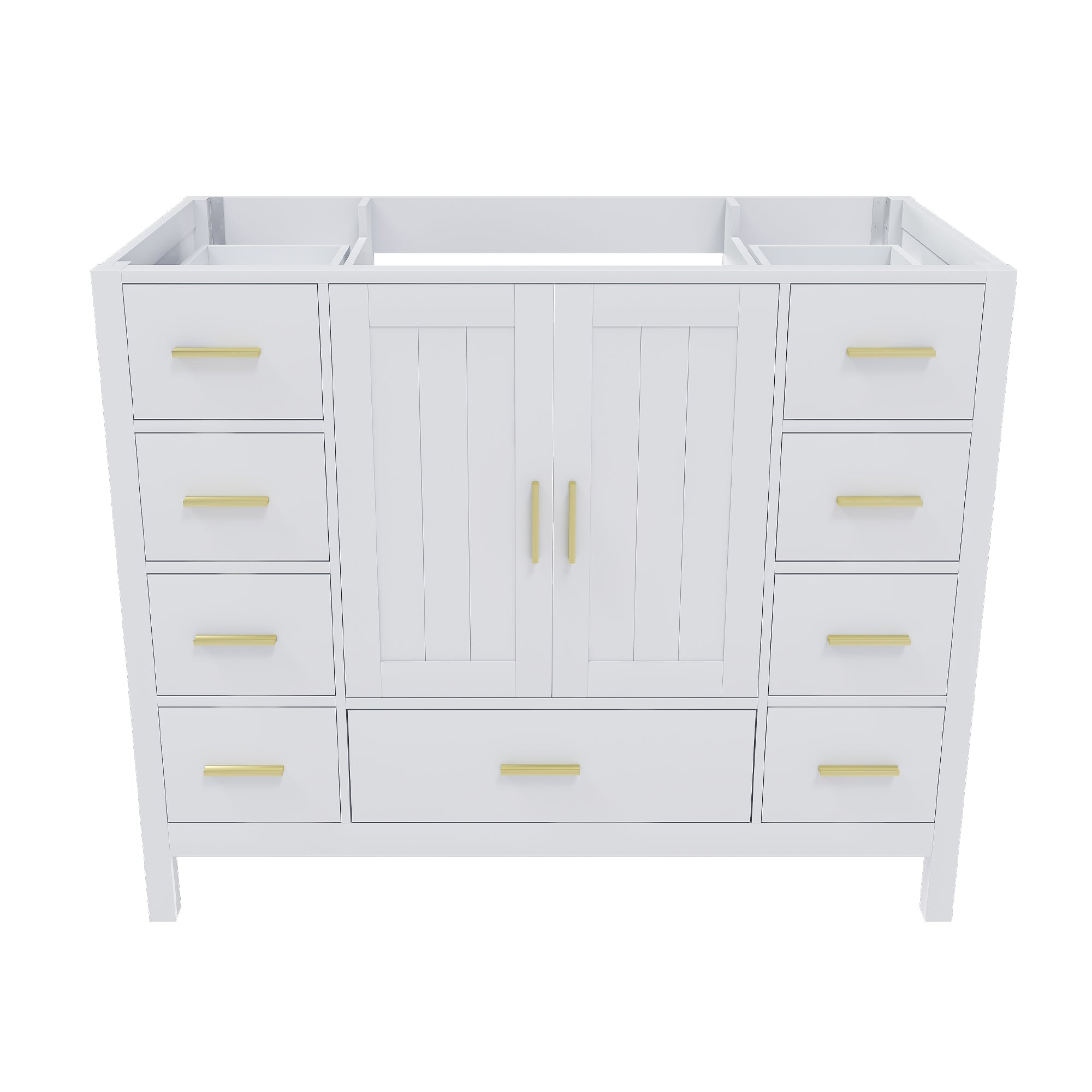 42" Bathroom Vanity Base Cabinet with 2 Soft-Close Double Doors & 9 Smooth Drawers