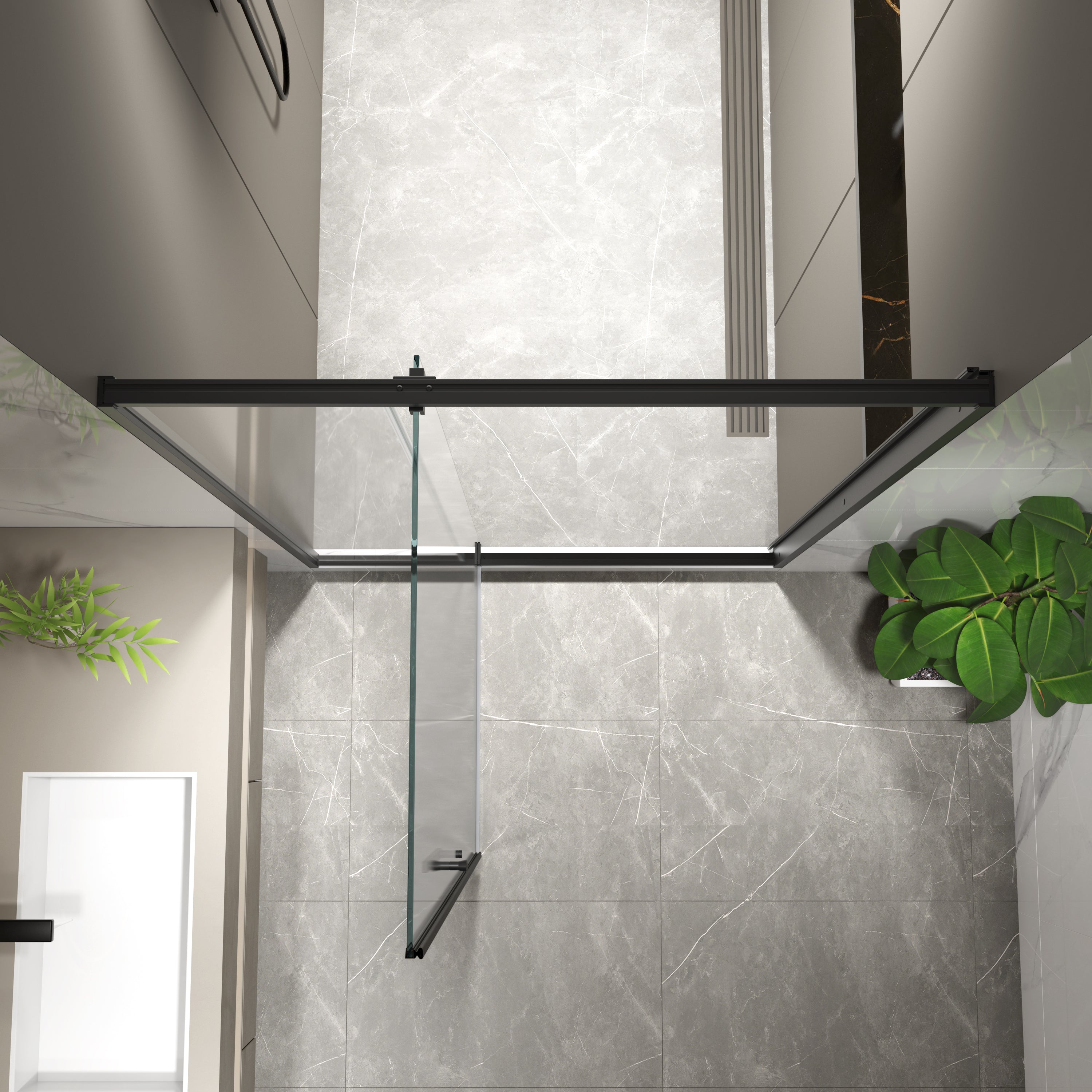50-54"W x 74"H Pivot Shower Door with Matte Tempered Glass Finish