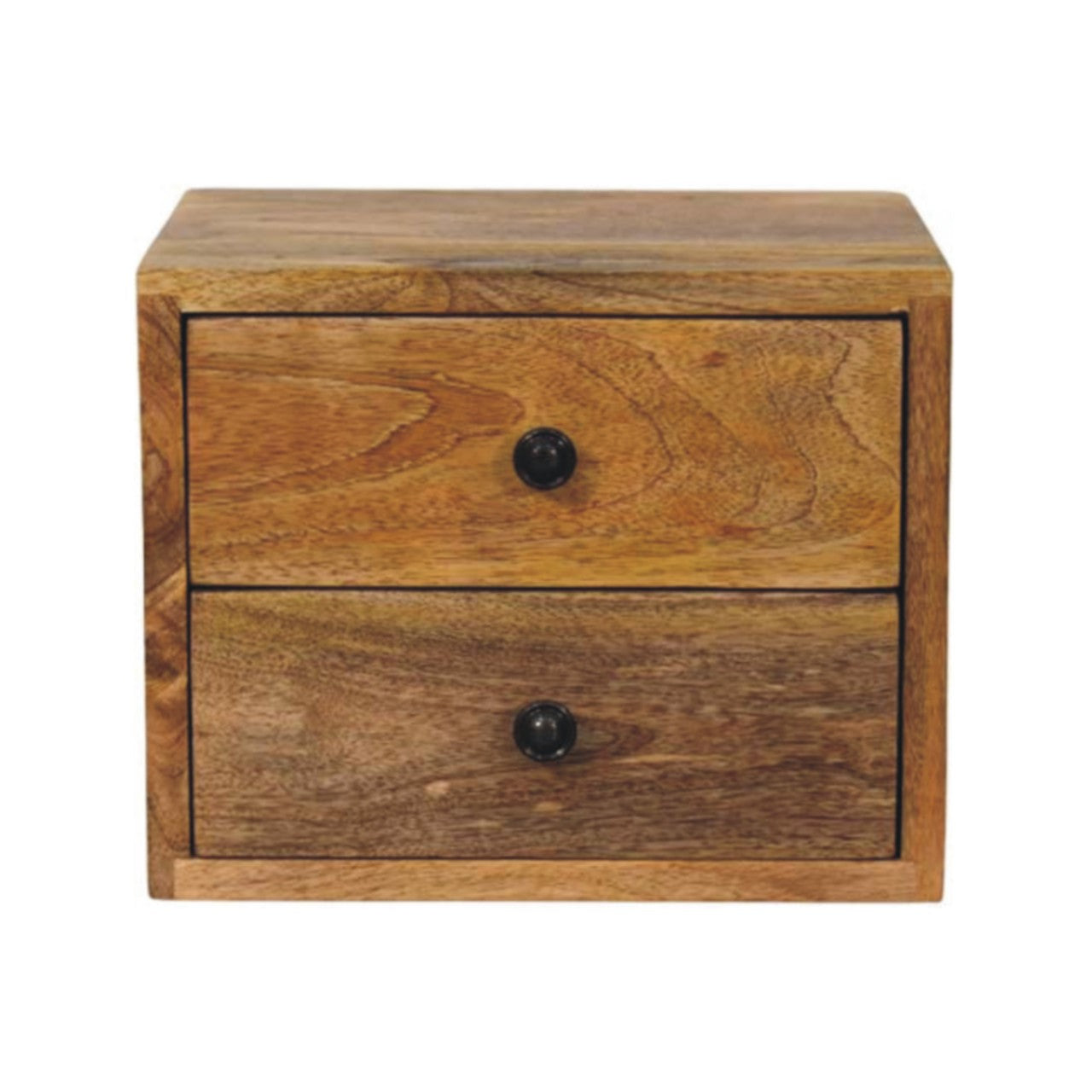 Solid Wood Solis Wall-Mounted Nightstand, 2-Drawers, Oak-ish