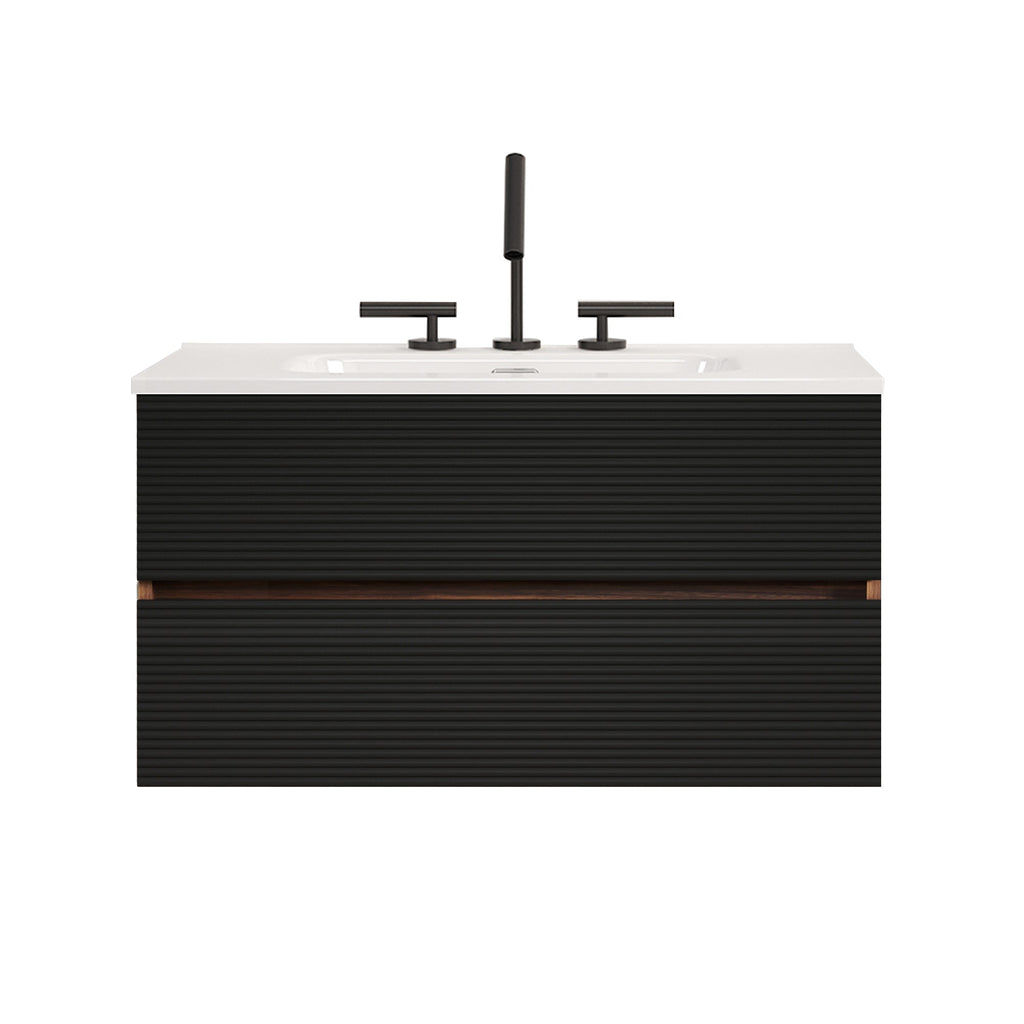 Gloria 36" Wall Mounted Soft Black Bathroom Vanity