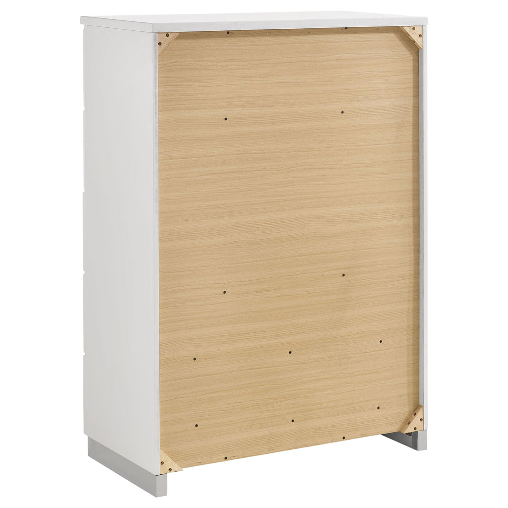 August - 6 Piece Queen Panel Bedroom Set With LED Lighting - White