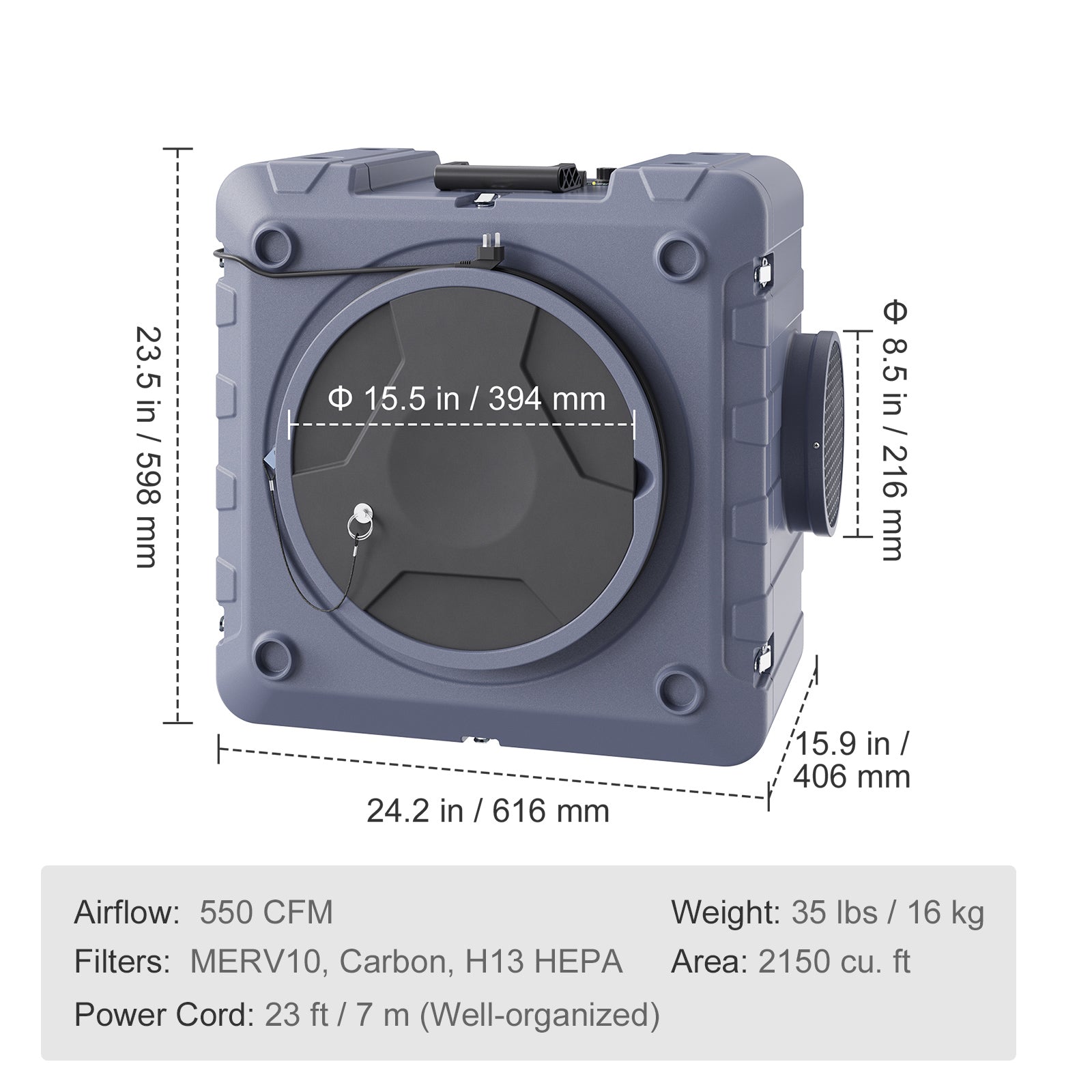 Air Scrubber with 3-Stage Filtration and 550 CFM Airflow