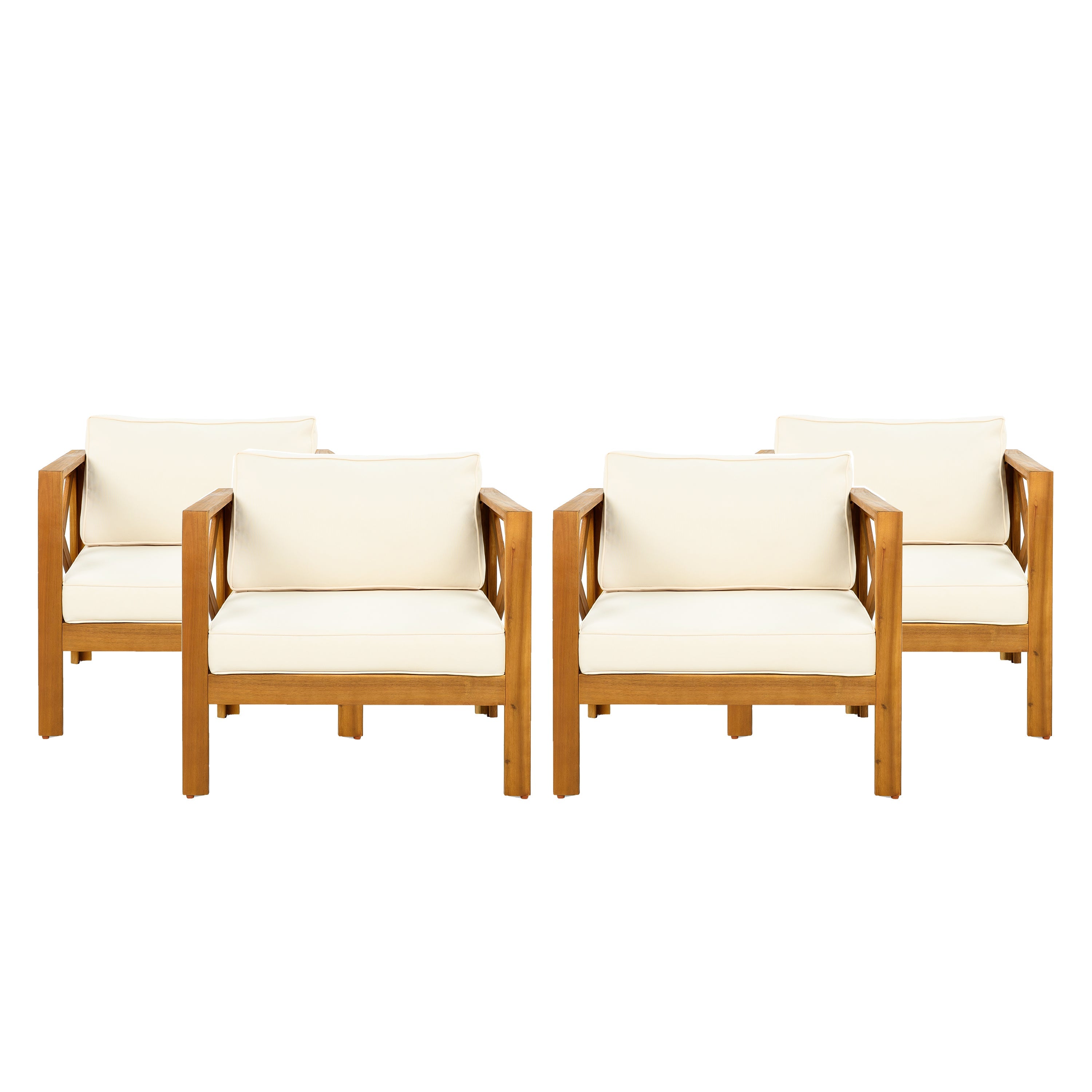 Patio Conversation Set with Acacia Wood Armchairs and End Table