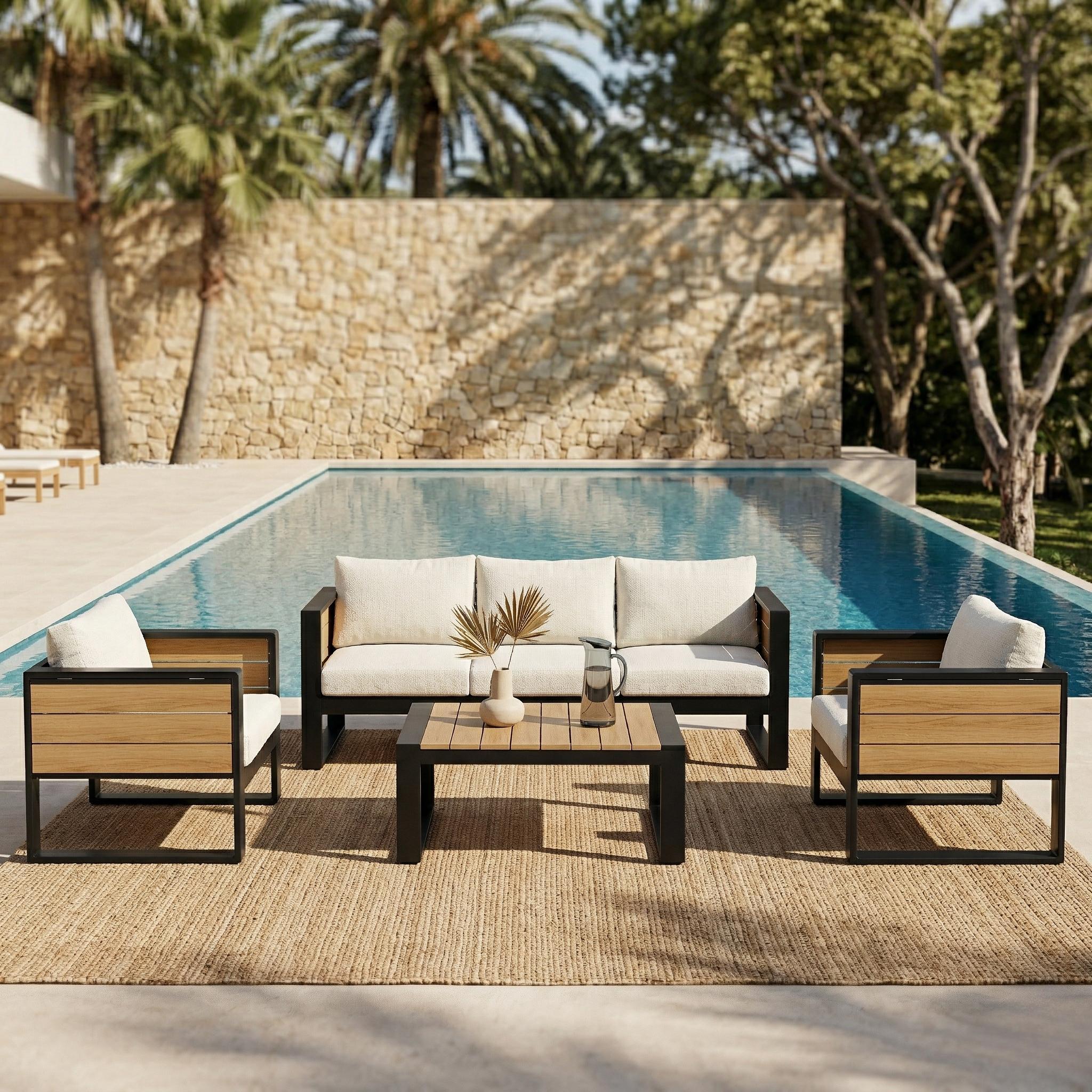 Aluminum Frame Large 4-Piece Outdoor Patio Furniture Set for 5 Person