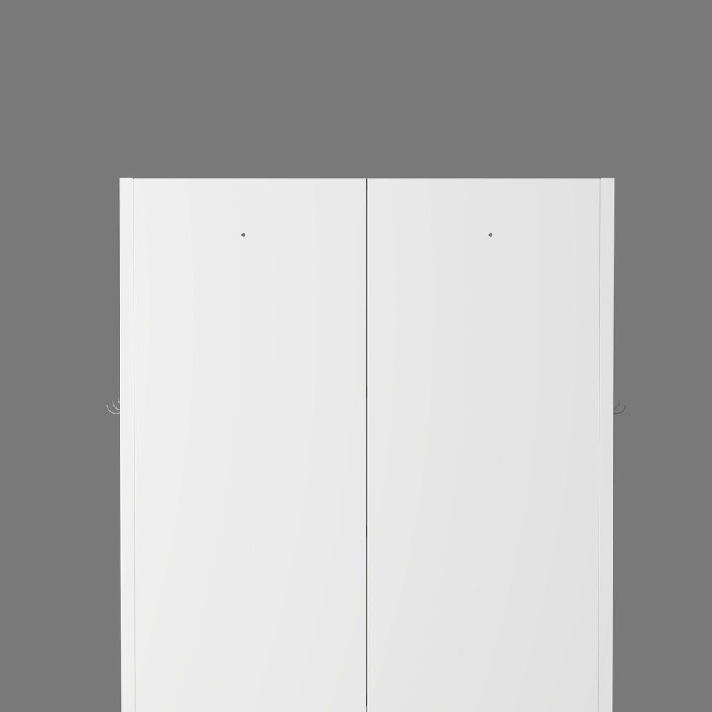 Kitchen Pantry Cabinet Tall Storage With Adjustable Shelves, Heavy Duty Stainless Steel Frame - White