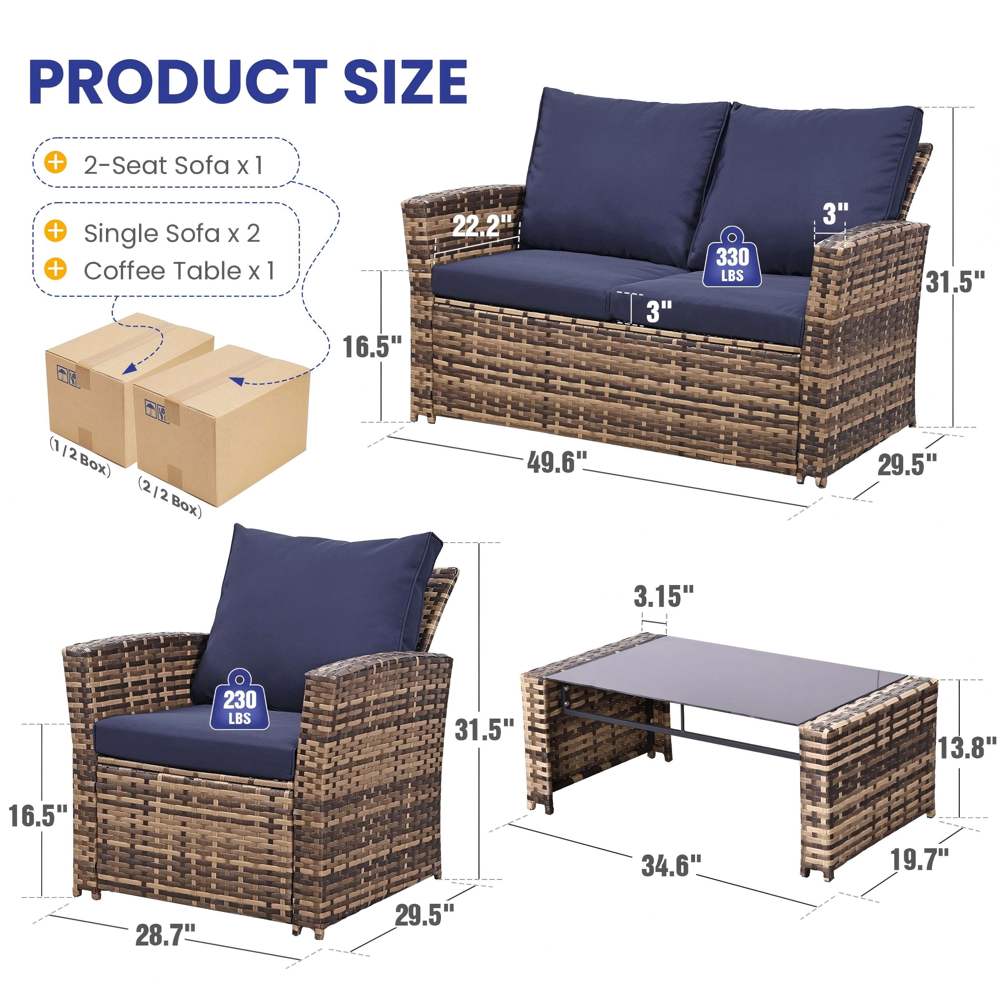 KROFEM 4-Piece Patio Furniture Set