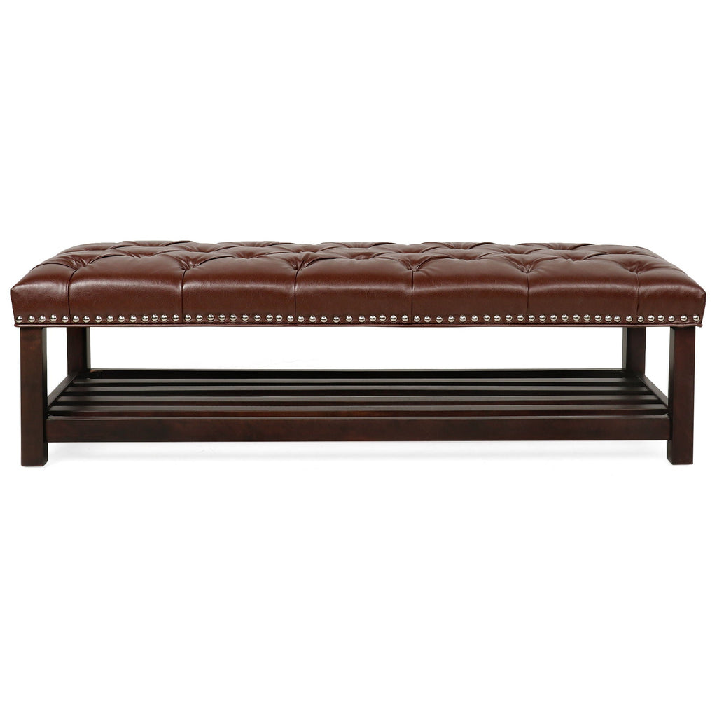 Bedroom End Of Bed Bench Tufted Upholstered End Of Bed Bench End Of Bed Entrance Shoe Bench With Nailhead Trim And Shelf Bedroom Upholstered Bench Living Room Shoe Rack Footstool