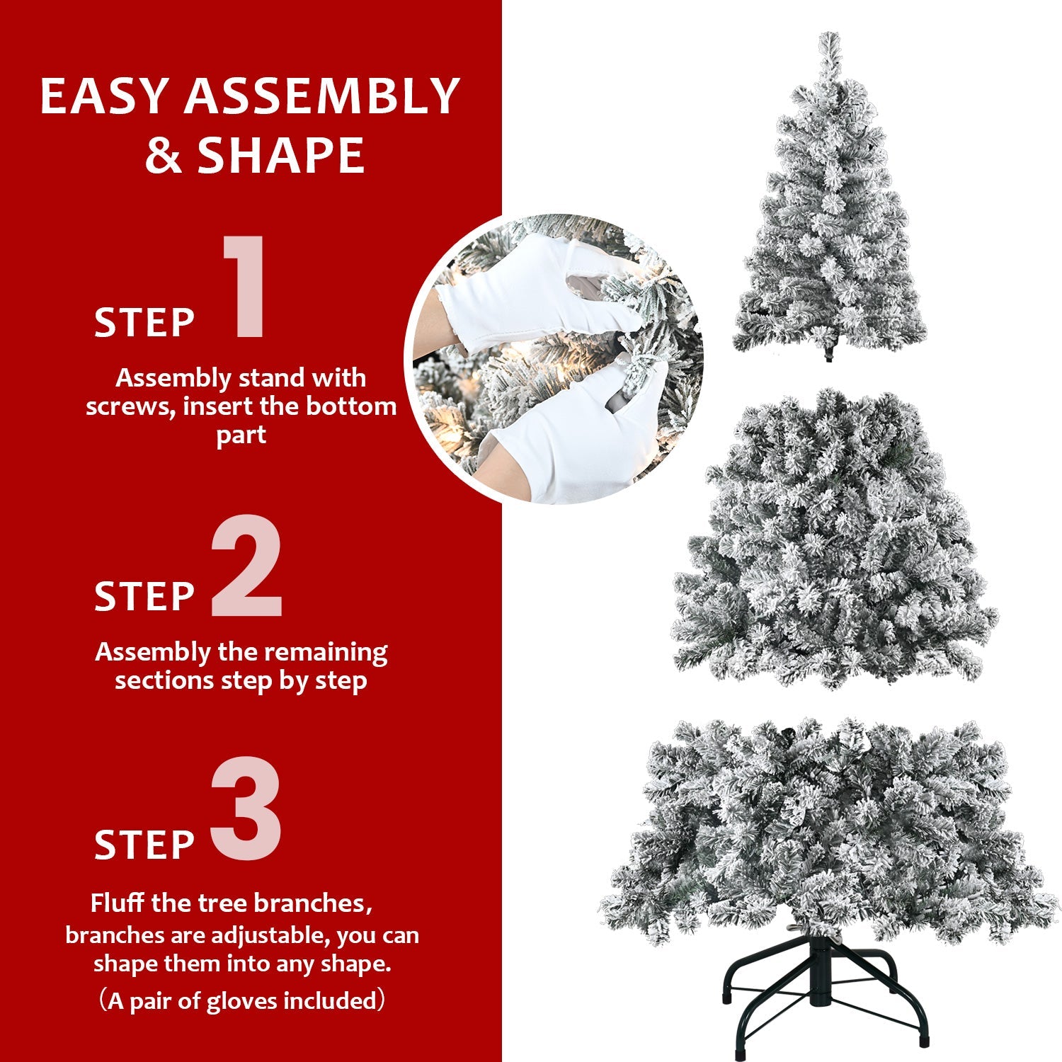 5FT Flocked Christmas Tree with 150 Warm Lights