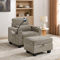 Single Sofa Recliner with Manually Adjustable Backrest - Brown