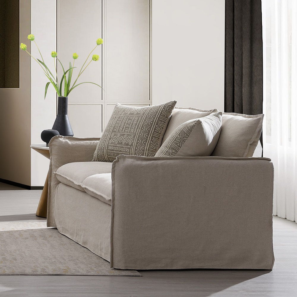 Upendo - Loveseat With 2 Pillows - Beige Linen
