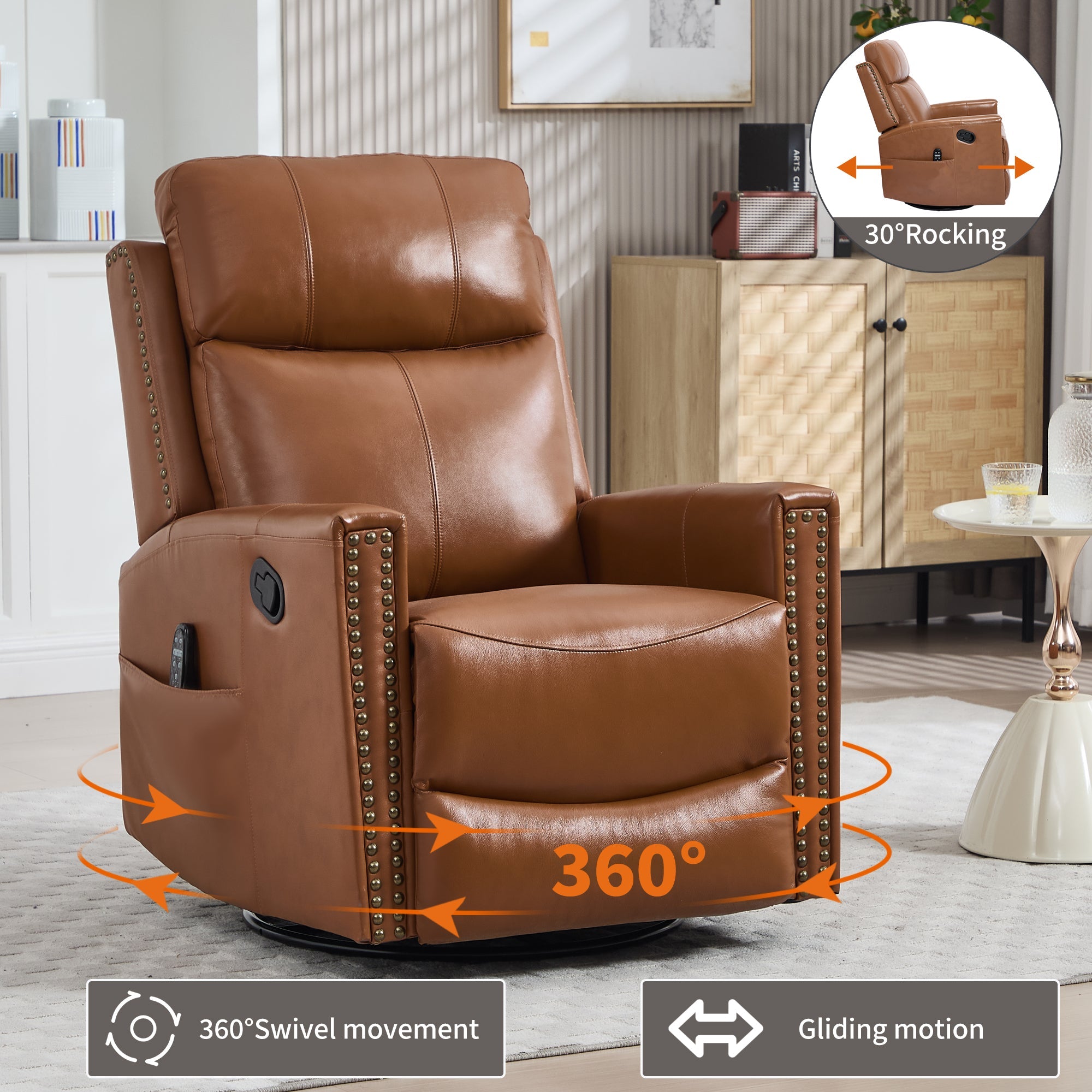 Deep Swivel Recliner and Massage Chair