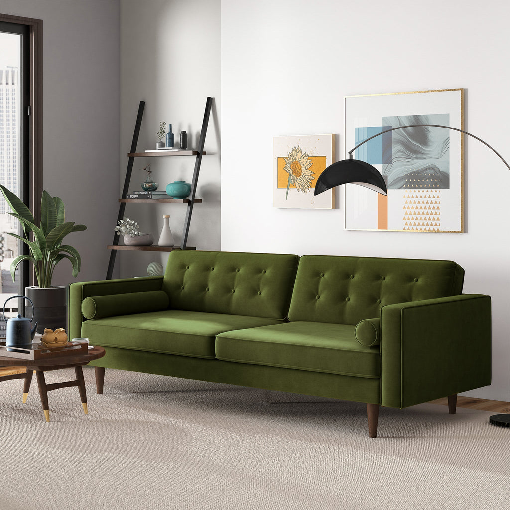 Casey Mid Century Modern Olive Sofa