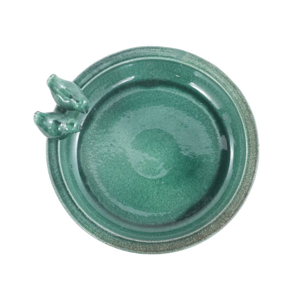 Handmade Ceramic Bird Bath, 11.8 Inch Forest