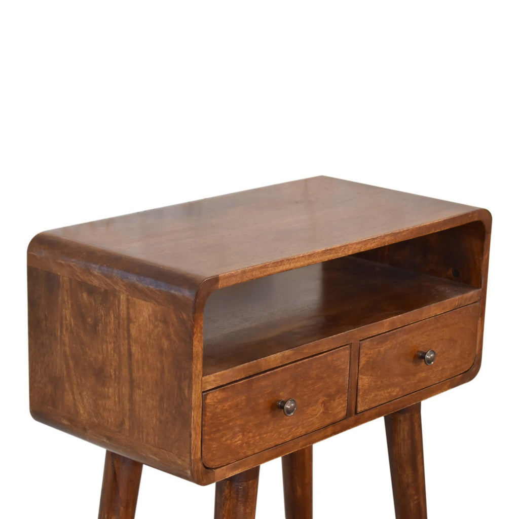 Solid Wood Mini Console Table, 2 Drawers, 1 Open Slot