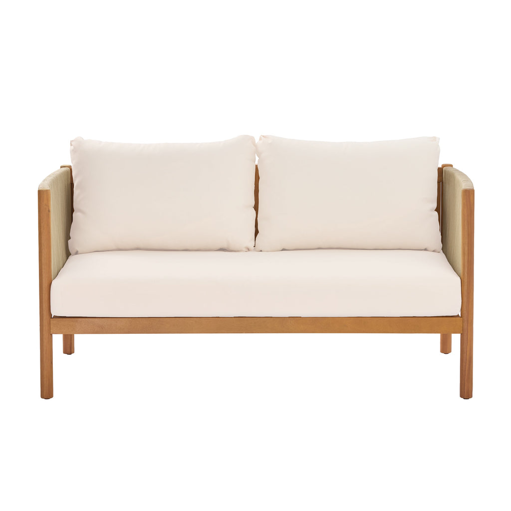 4-Piece Outdoor Sofa Set with Acacia Wood Frame in Teak Look