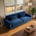 Luxury Velvet Sofa with Gold Accents