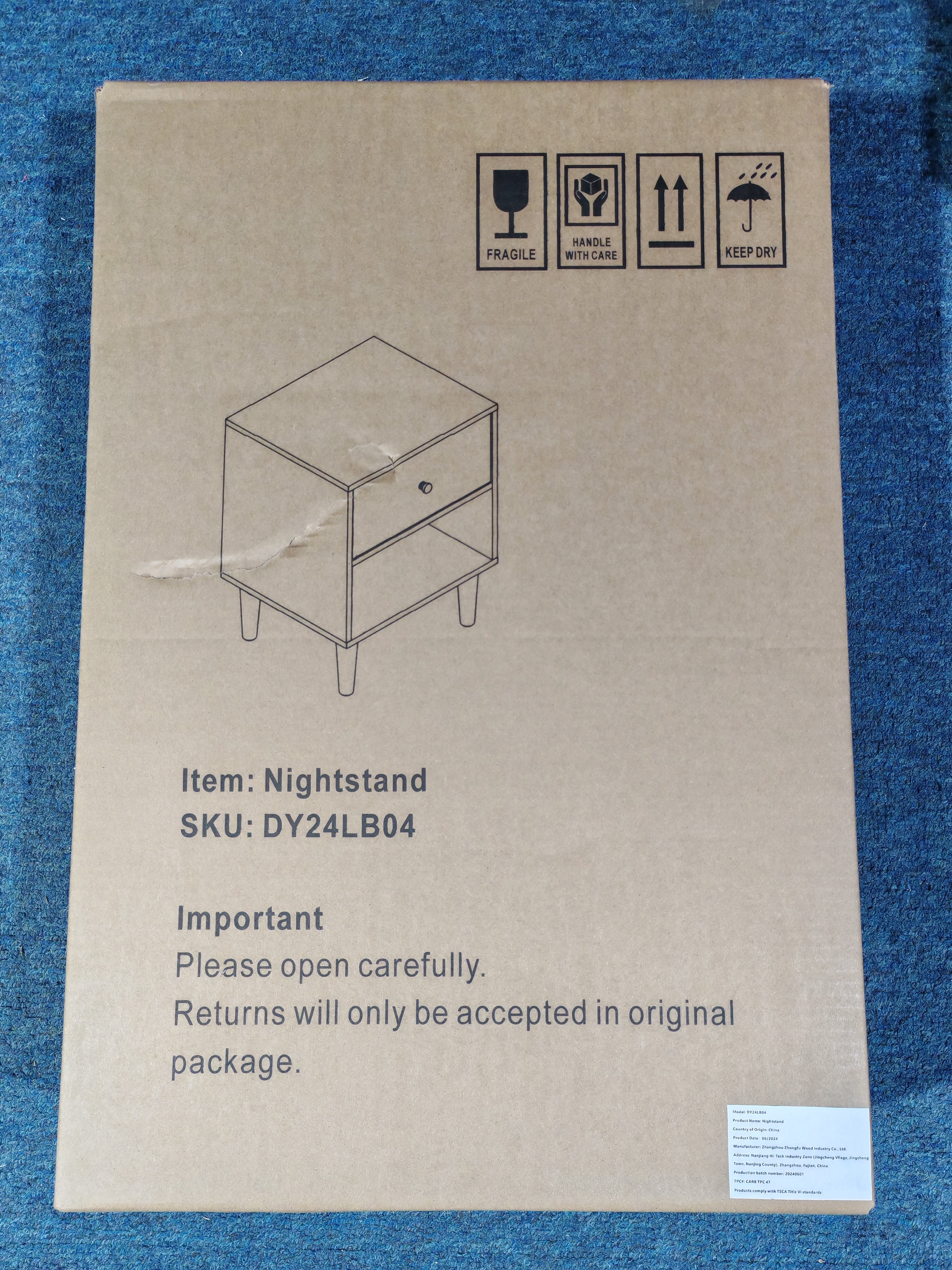 23.22"H Wooden Nightstand with One Drawer and Shelf