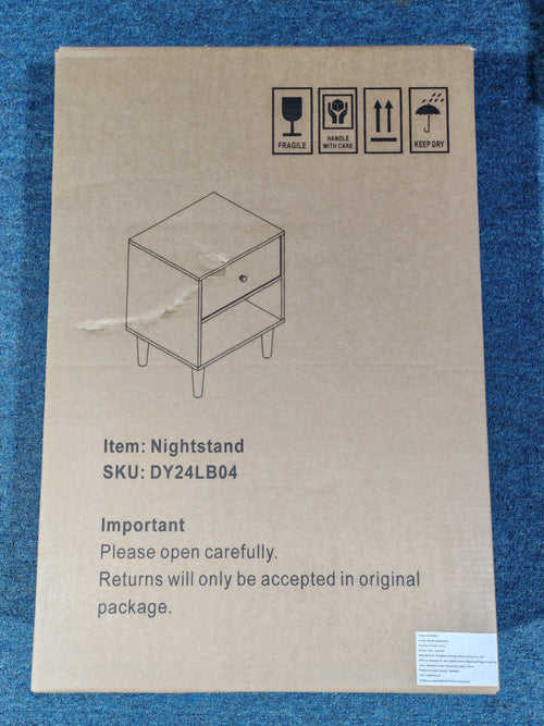 23.22"H Wooden Nightstand with One Drawer and Shelf