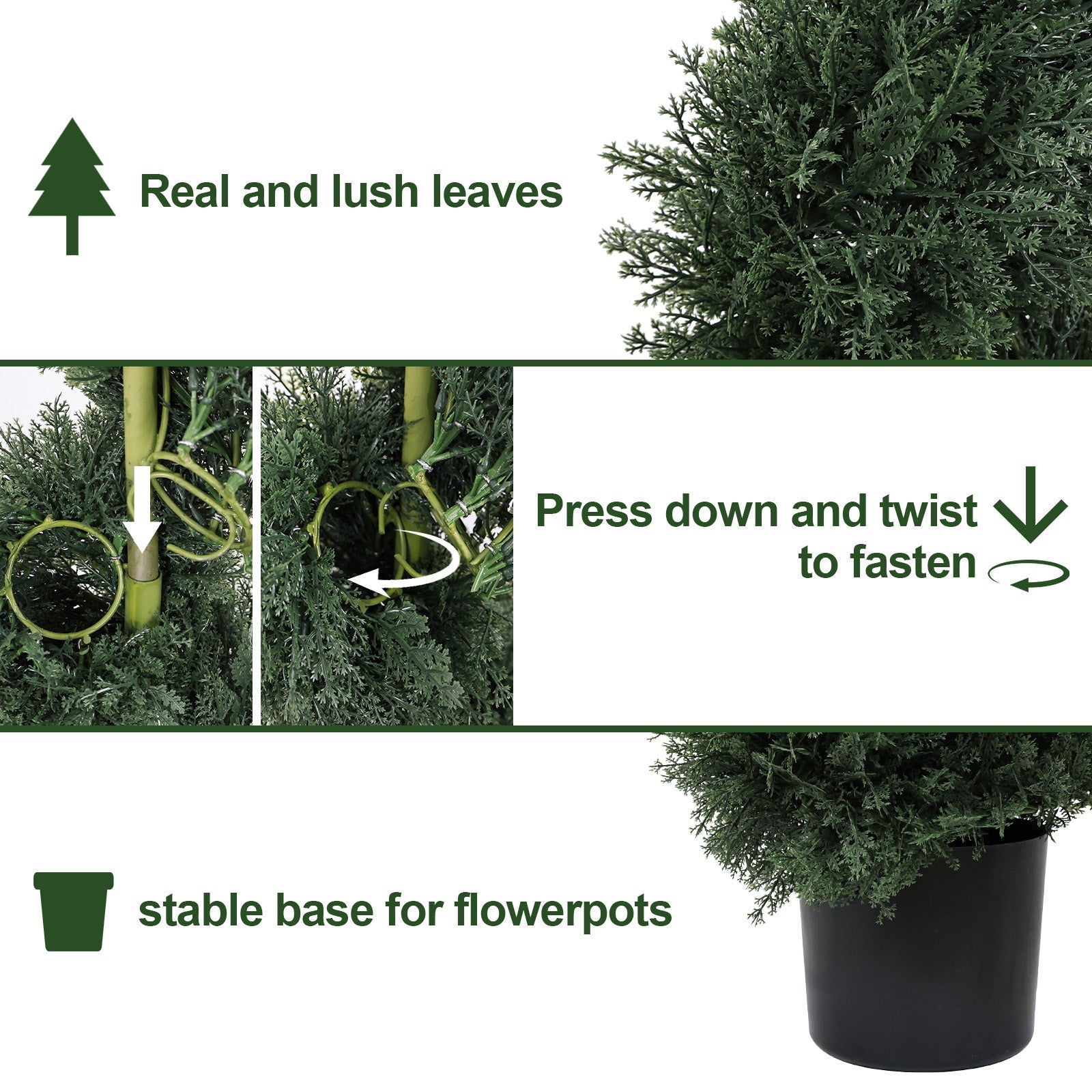 6ft Spiral-Shaped Potted Cedar Tree - 2pcs Artificial Evergreen Set