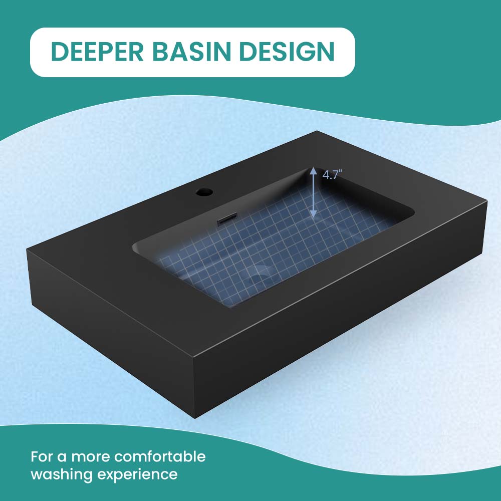 BB02-30-109 Integrated Engineered Solid Surface Basin Matt