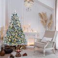 4FT Prelit Flocked Christmas Tree With Pine Needles & Eucalyptus Leaves
