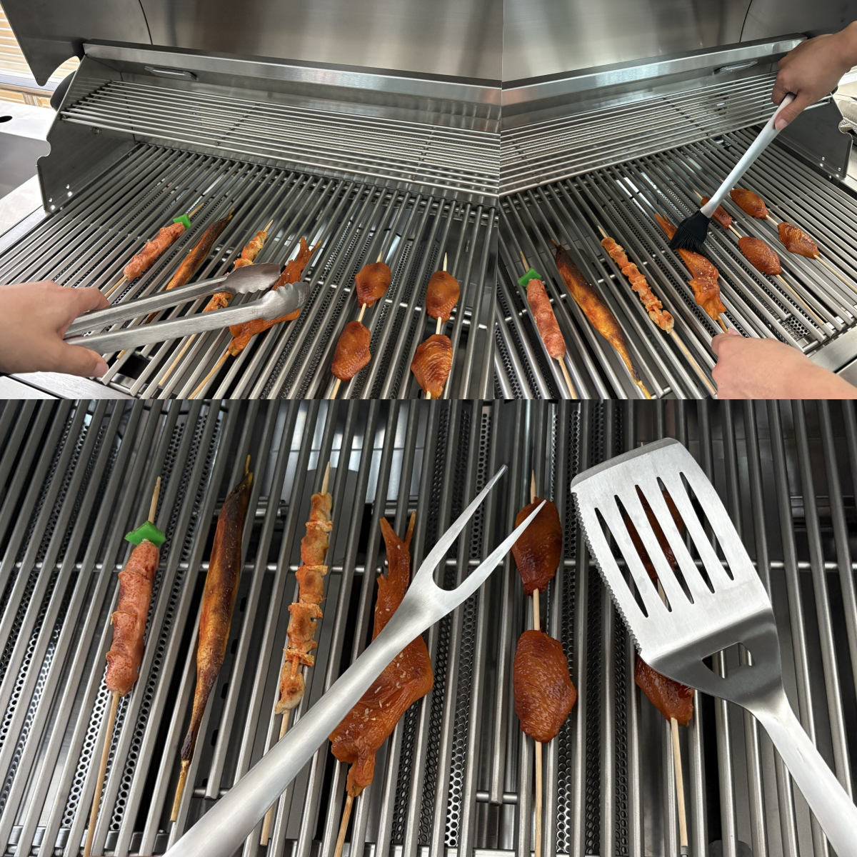 BBQ Tool Set with Cast Iron Frying Pan and Stainless Steel Accessories