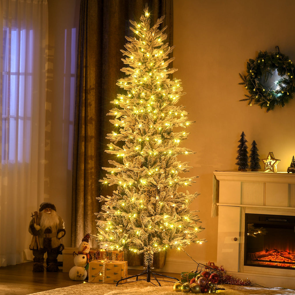 HOMCOM 7.5ft Tall Prelit Artificial Christmas Tree