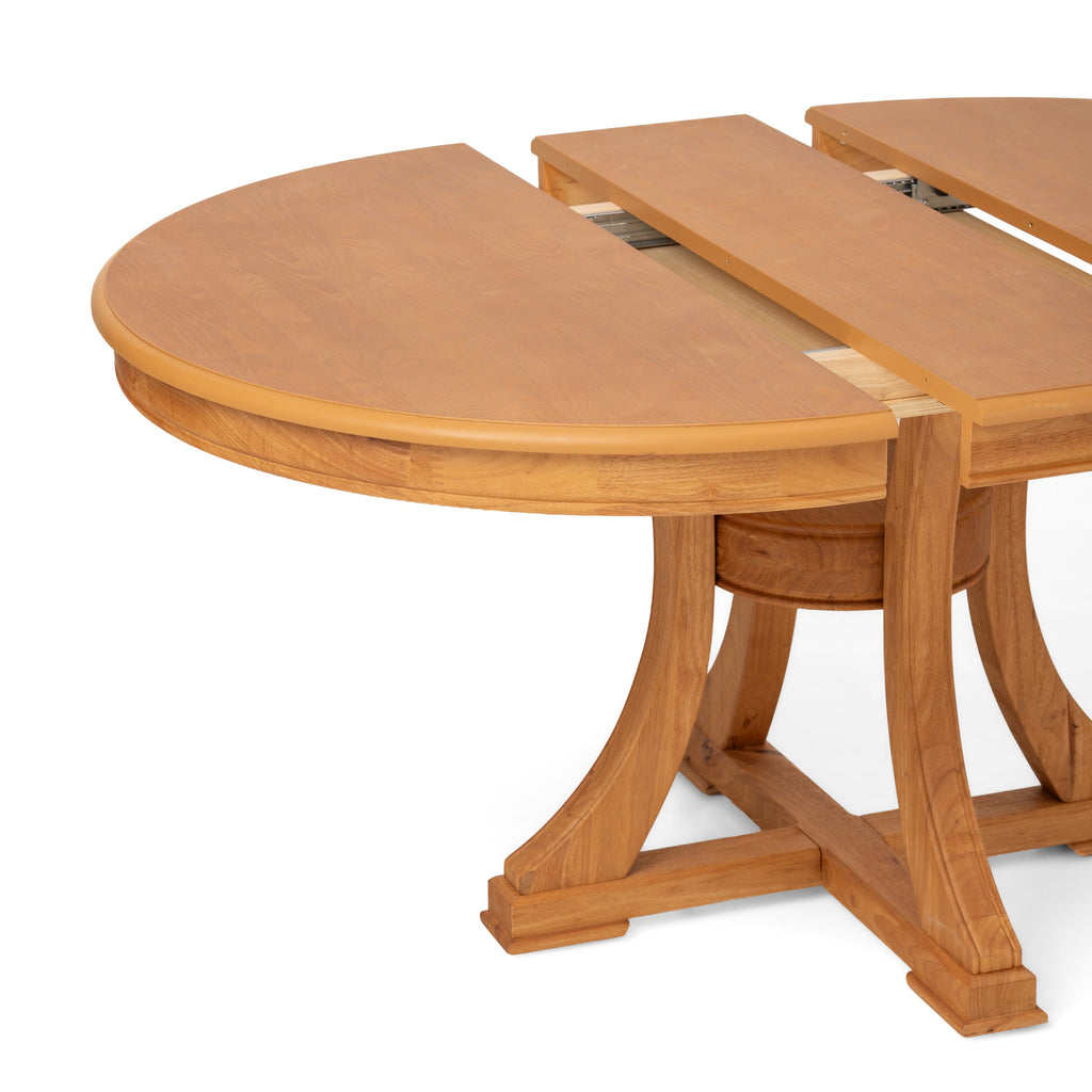 Extendable Round Rubber Wood Dining Table