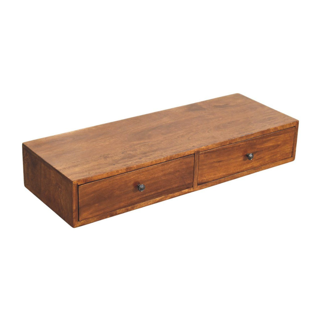Lunar - 2 Drawer Wall Mounted Console - Brown