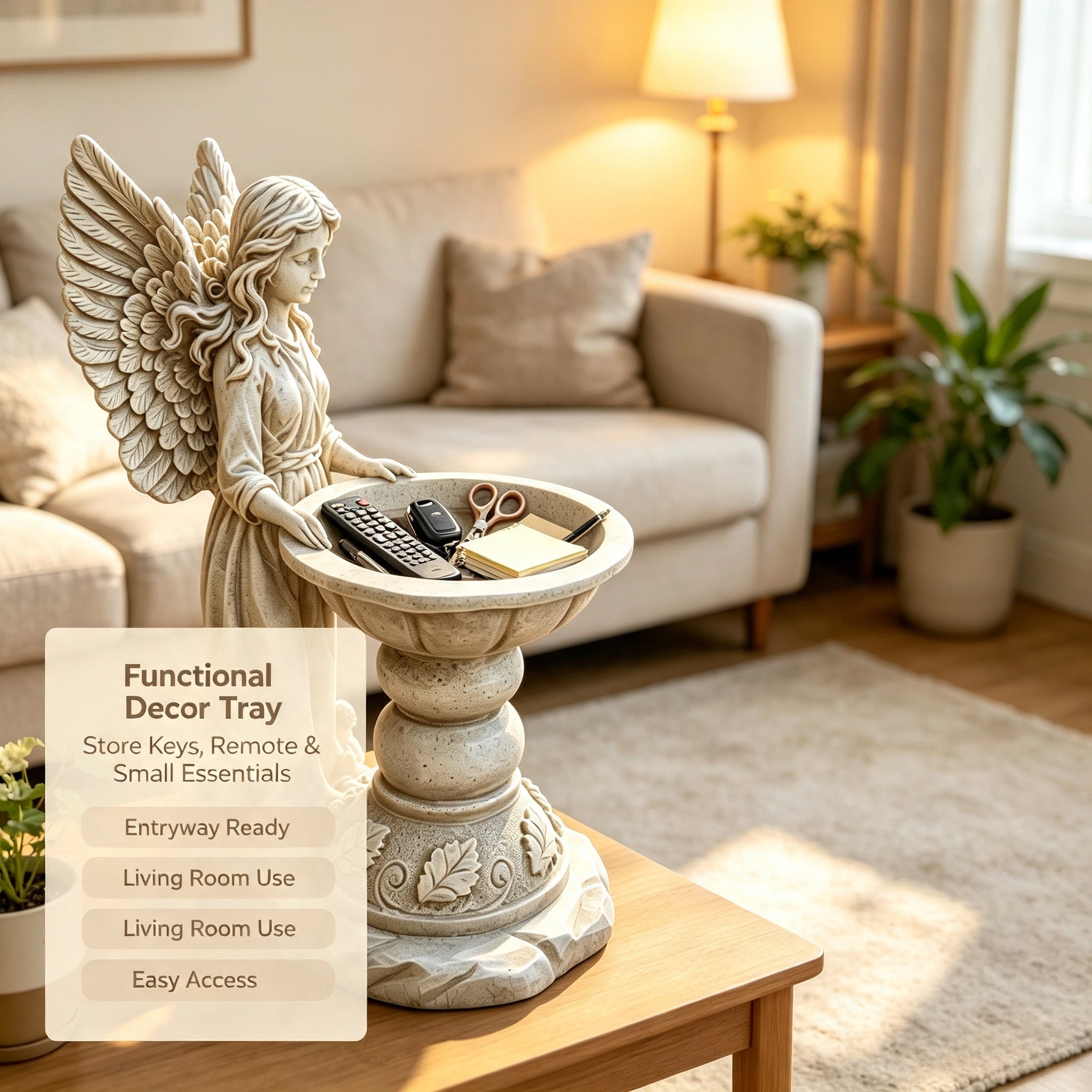 15.35" High Angel Bird Bath Sculpture
