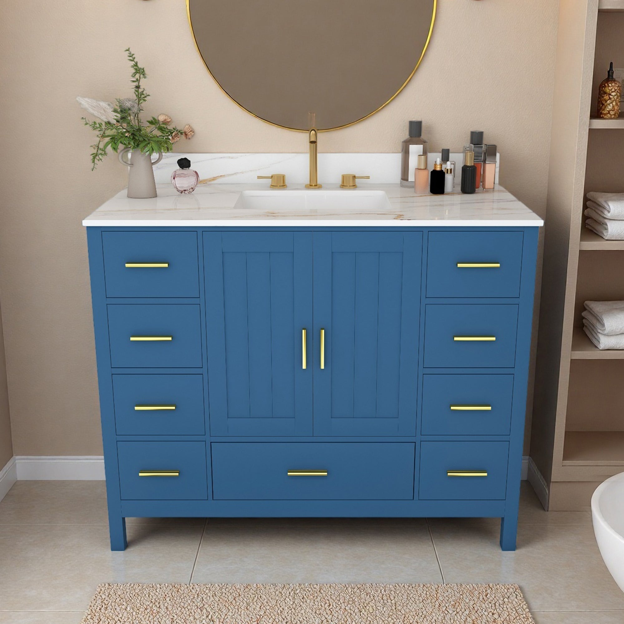 42" Modern Solid Wood Bathroom Vanity with Sink