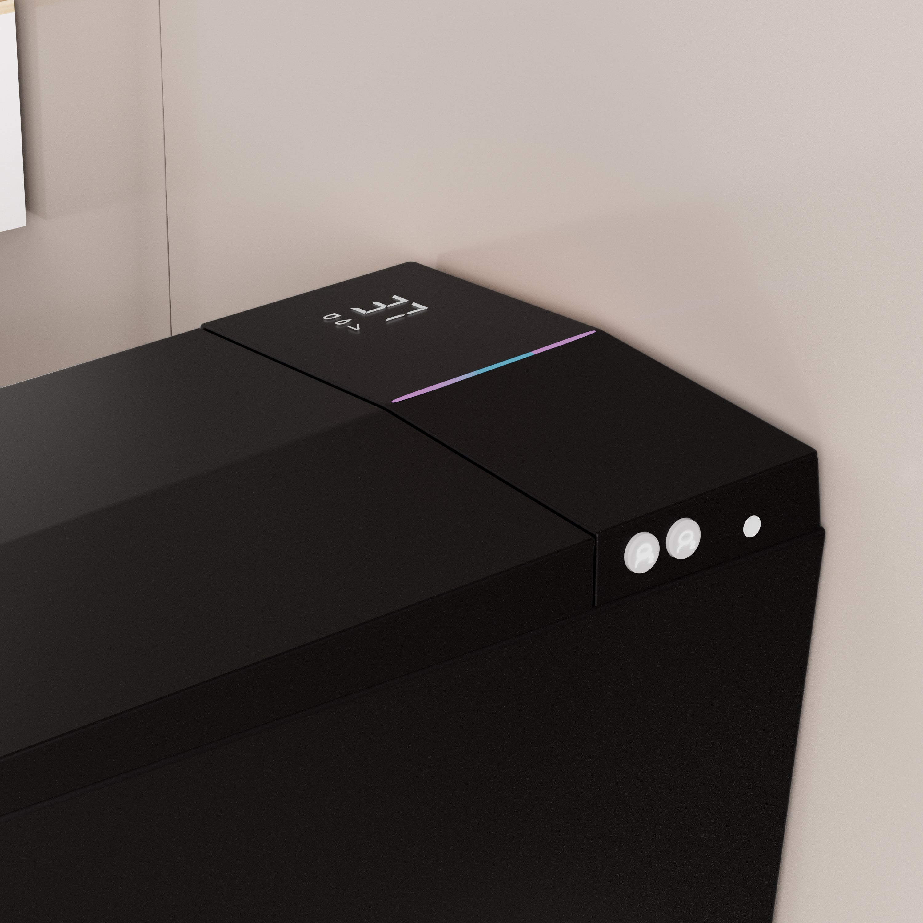 Black Square Smart Toilet with Built-In Tank and Remote Control