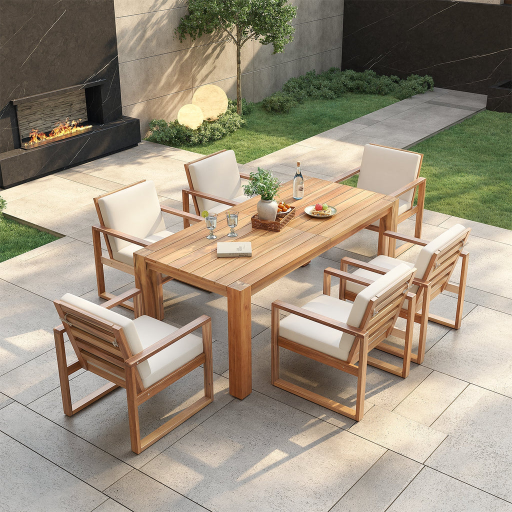 TREXM Patio Table and Chairs Set, 7-Piece Outdoor Dining Set for 6