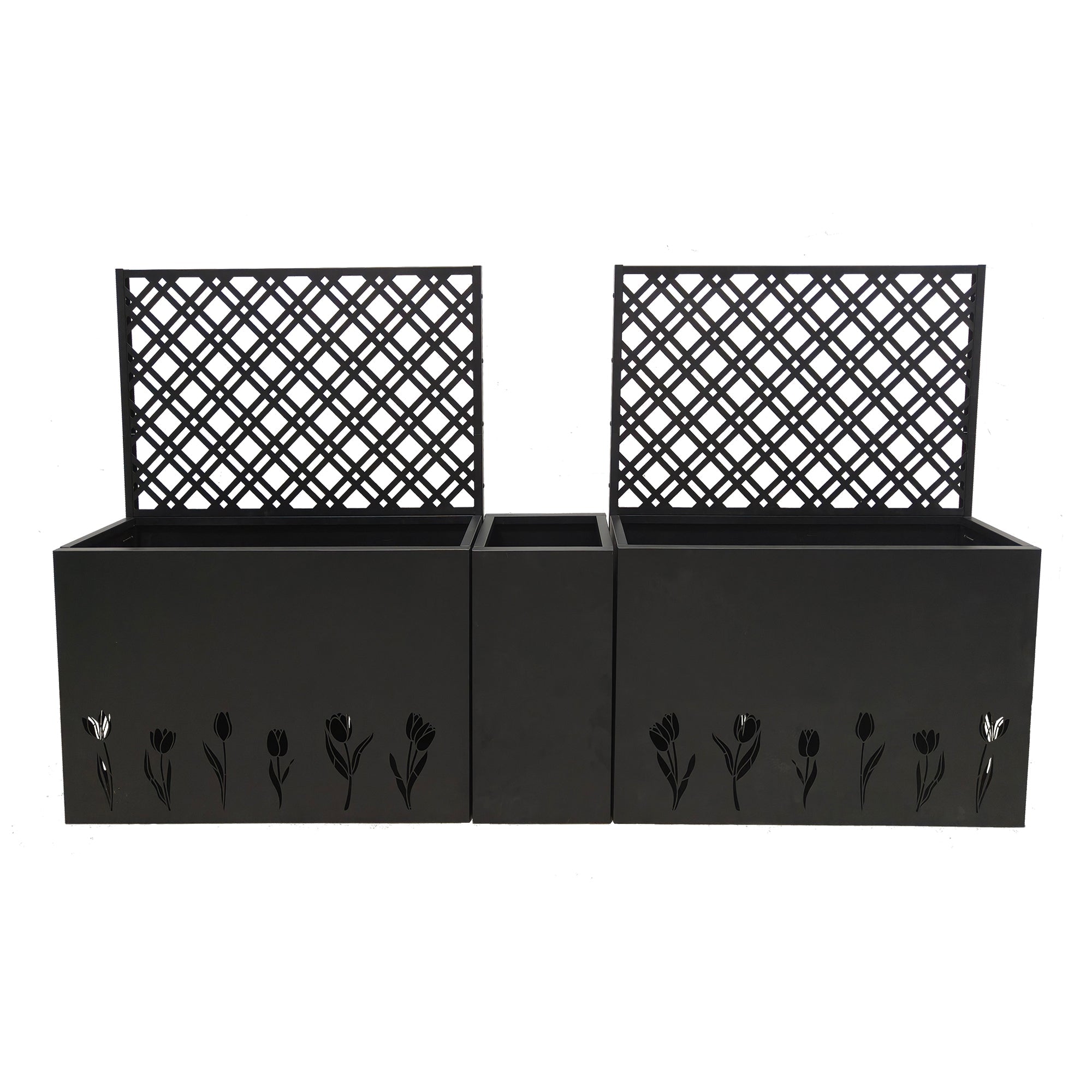 Metal Planter-Trellis Combo Set of 3