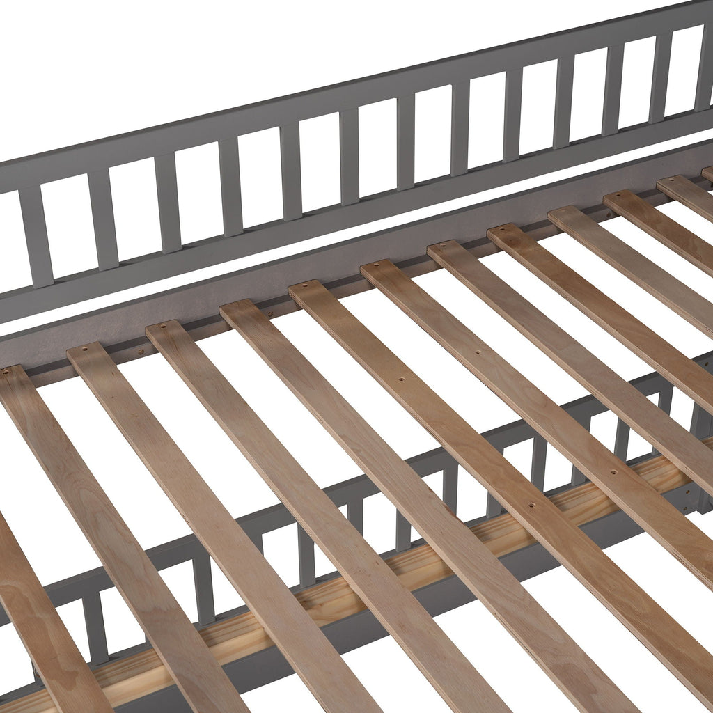 Low Bunk Bed With Slide, Fence And Ladder