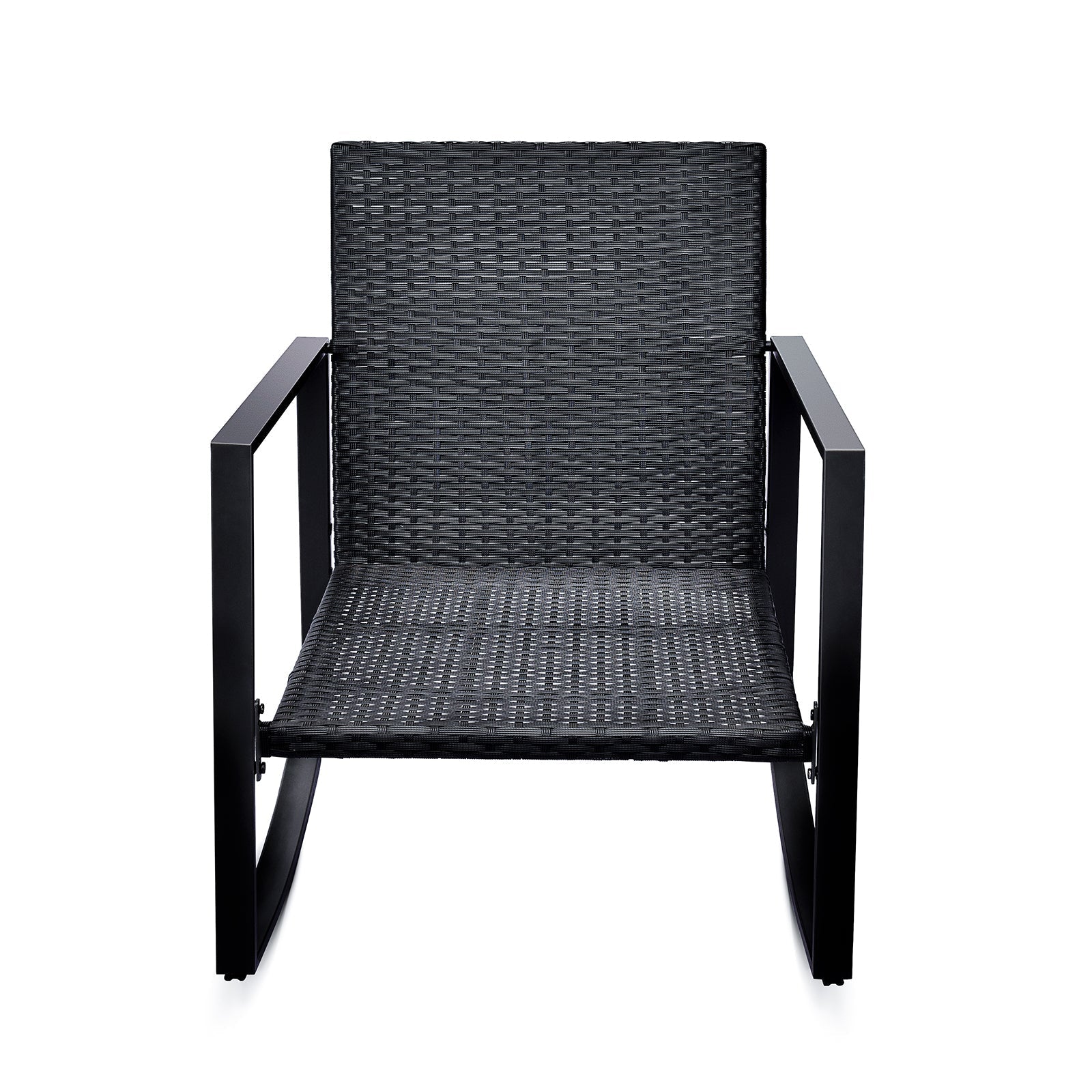 3 Pieces Patio Bistro Set Outdoor Rocking Chair with Blue Cushion for Yard Garden Poolside