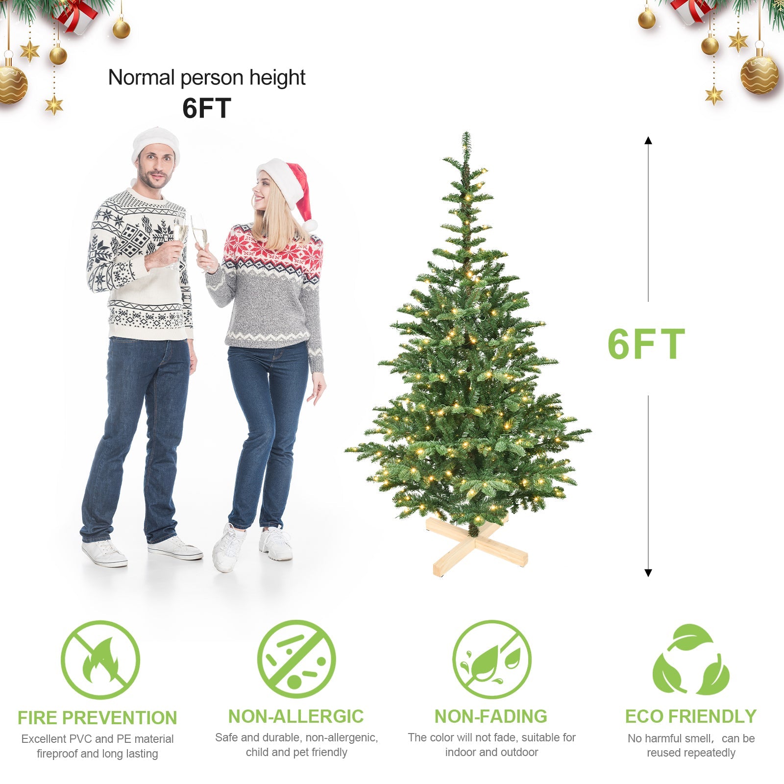 8ft Pre-Lit Christmas Tree with 500 Warm LED Lights