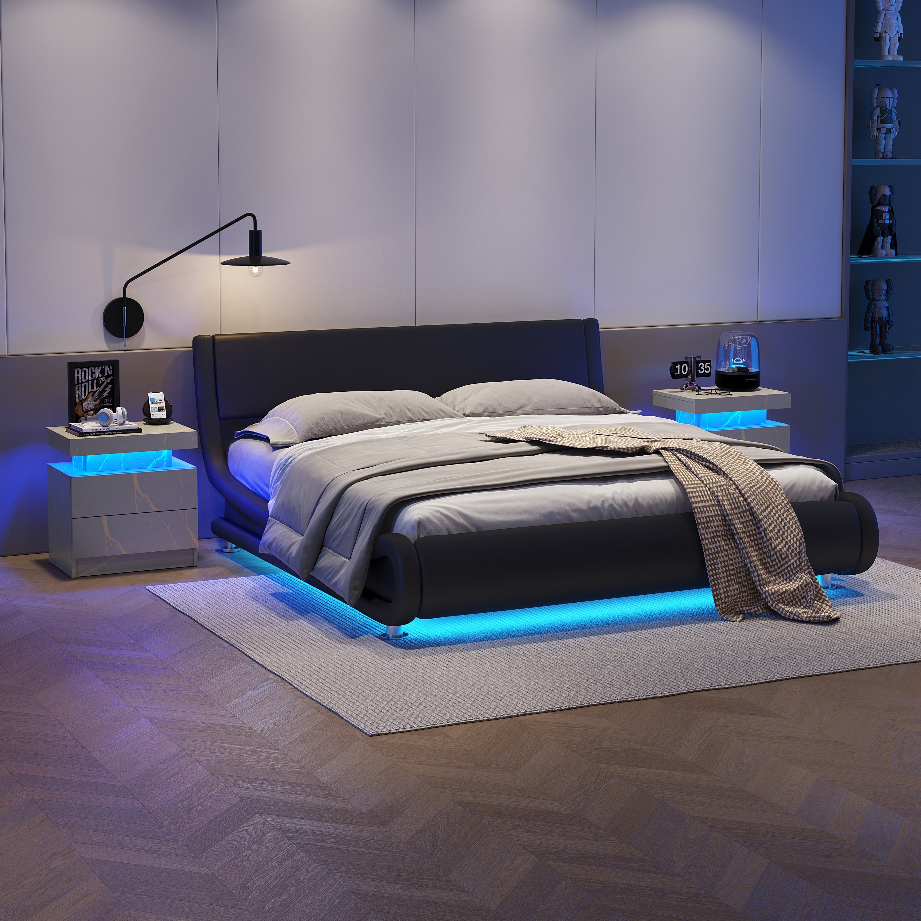 Modern LED Bedside Table with Two Drawers